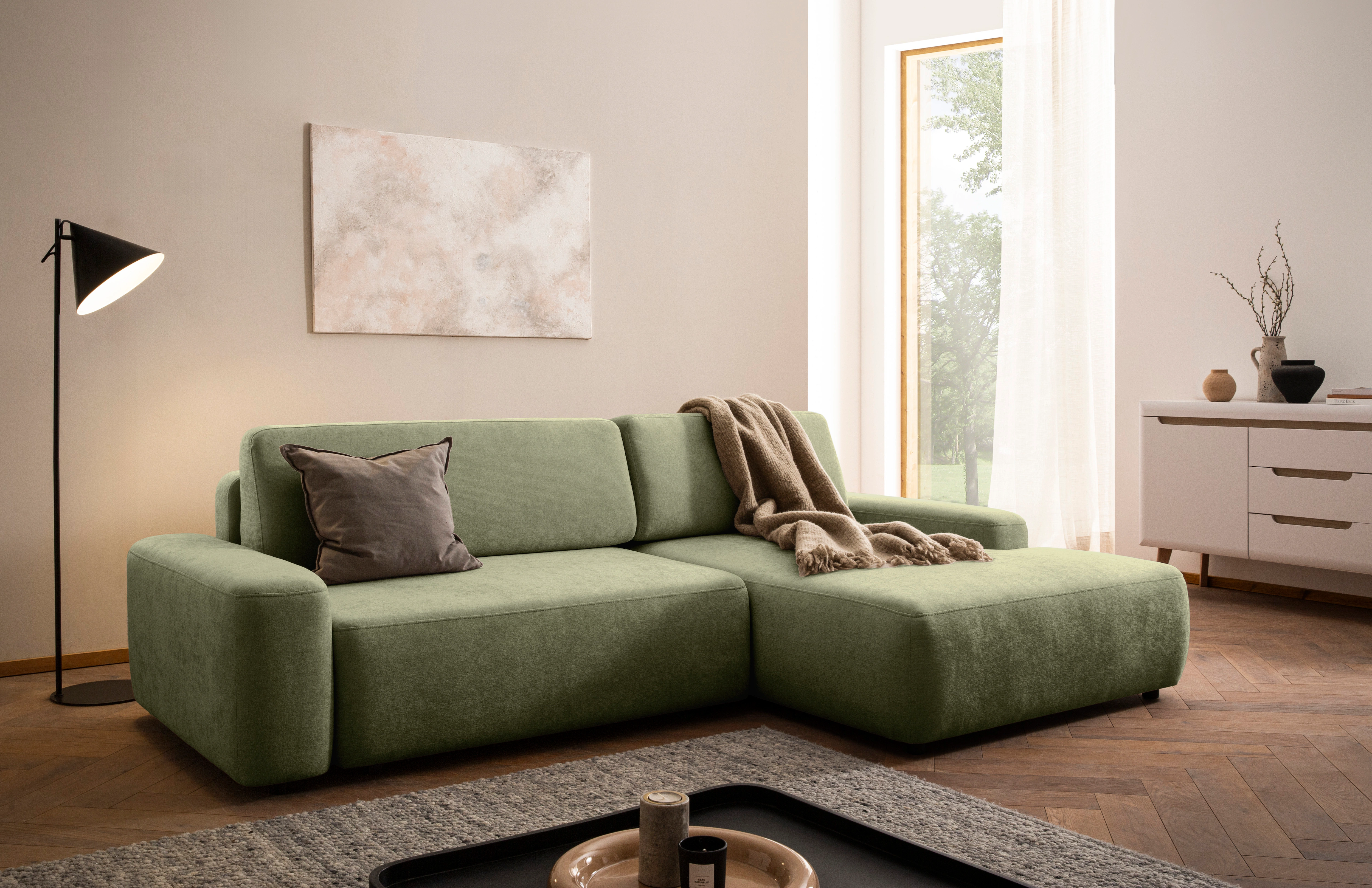 INOSIGN Ecksofa "TORGE (264cm), Schlafsofa in Cord, Samtvelours o Struktur günstig online kaufen