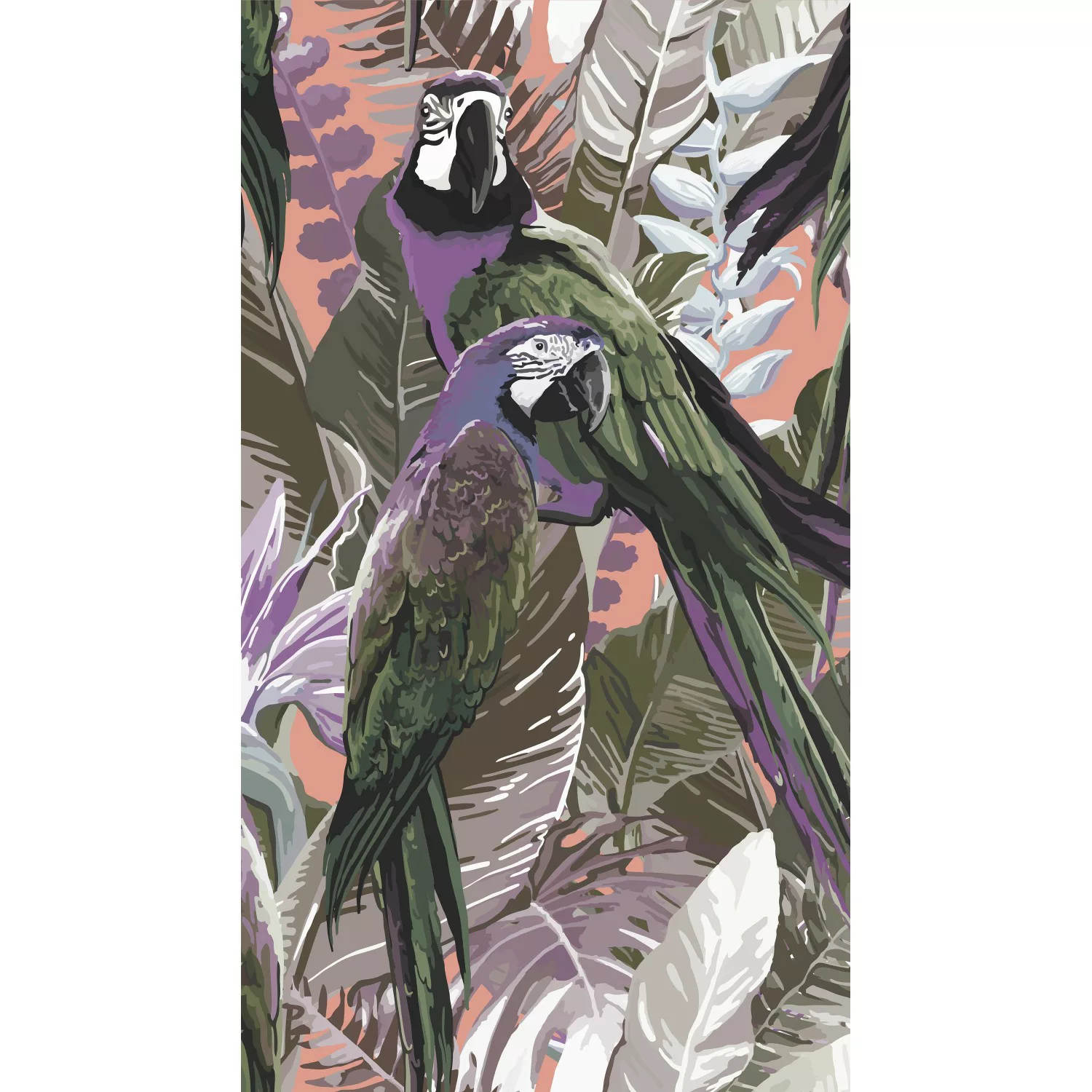 Erismann Digitaltapete Zooom Cheeky Parrots 270 cm x 150 cm Violett günstig online kaufen