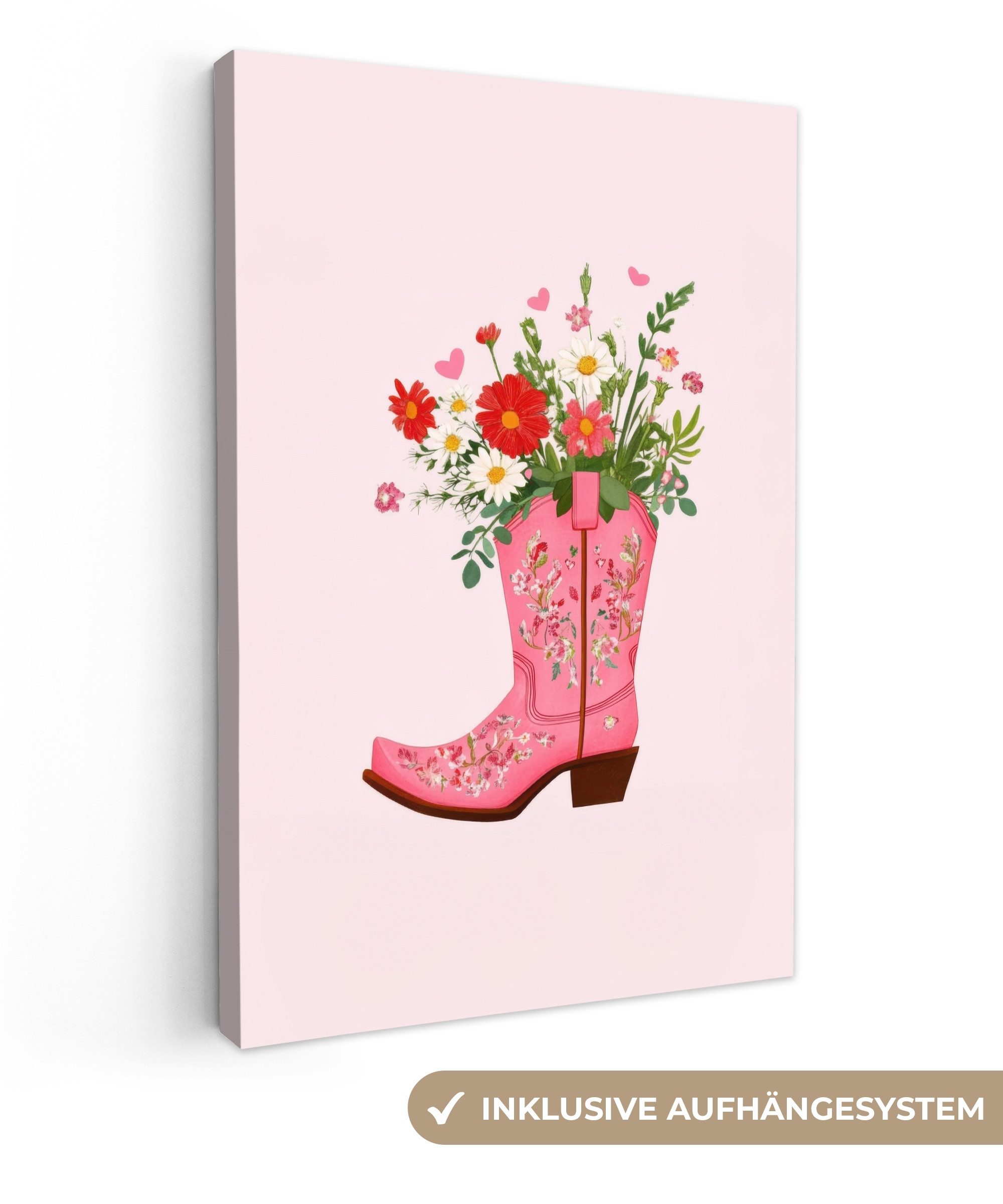 OneMillionCanvasses® Leinwandbild Cowboystiefel - Rosa - günstig online kaufen