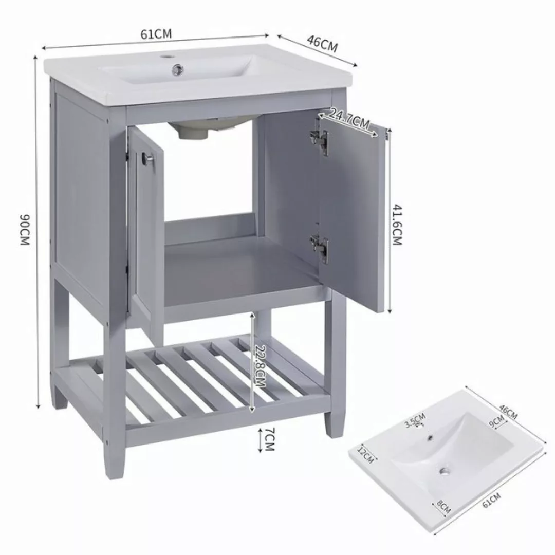 PFCTART Waschbeckenunterschrank Badmöbel Waschtisch mit Unterschrank 60cm m günstig online kaufen