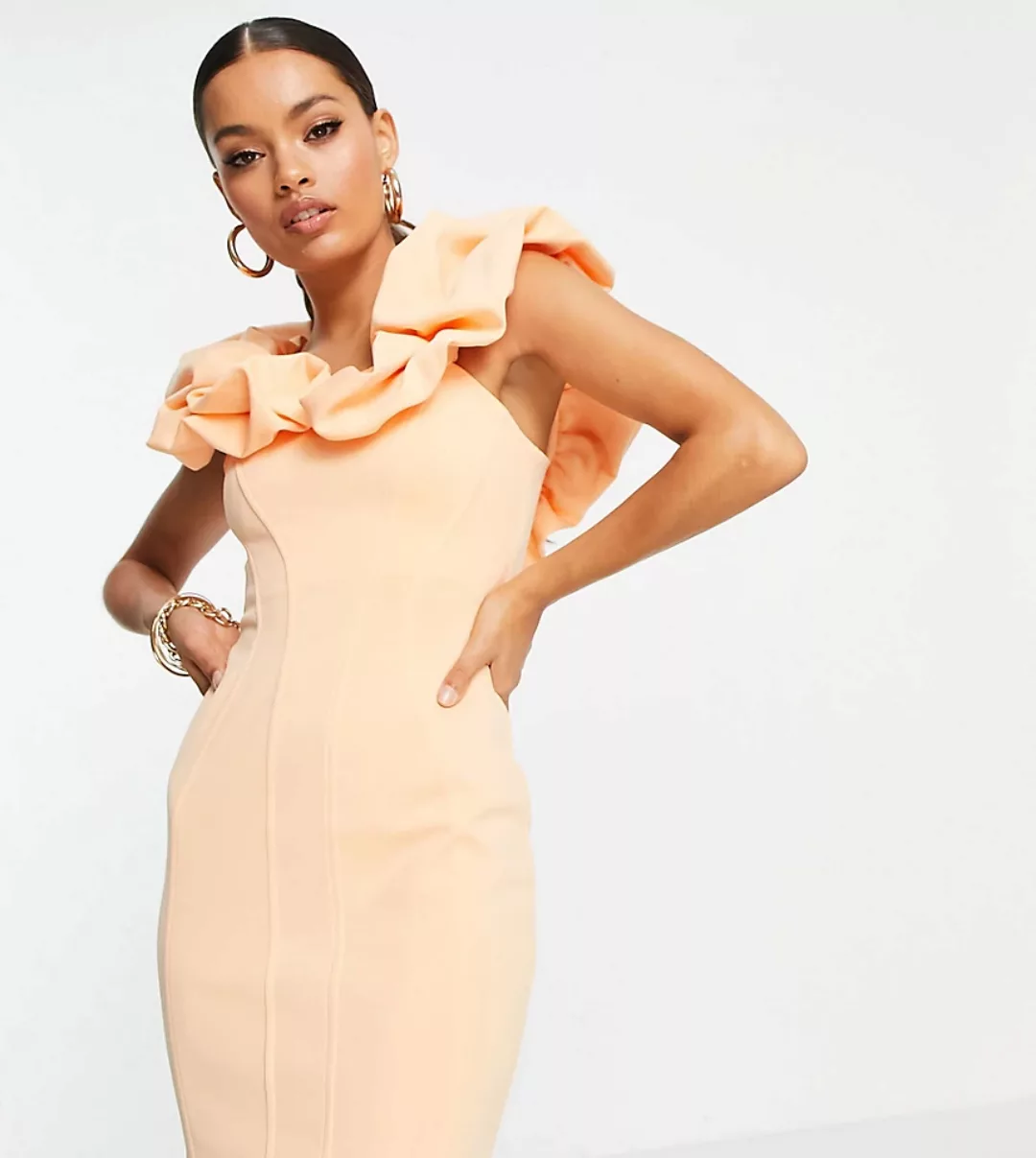 ASOS DESIGN Petite – Minikleid mit konturierender Ziernaht, eckigem Ausschn günstig online kaufen