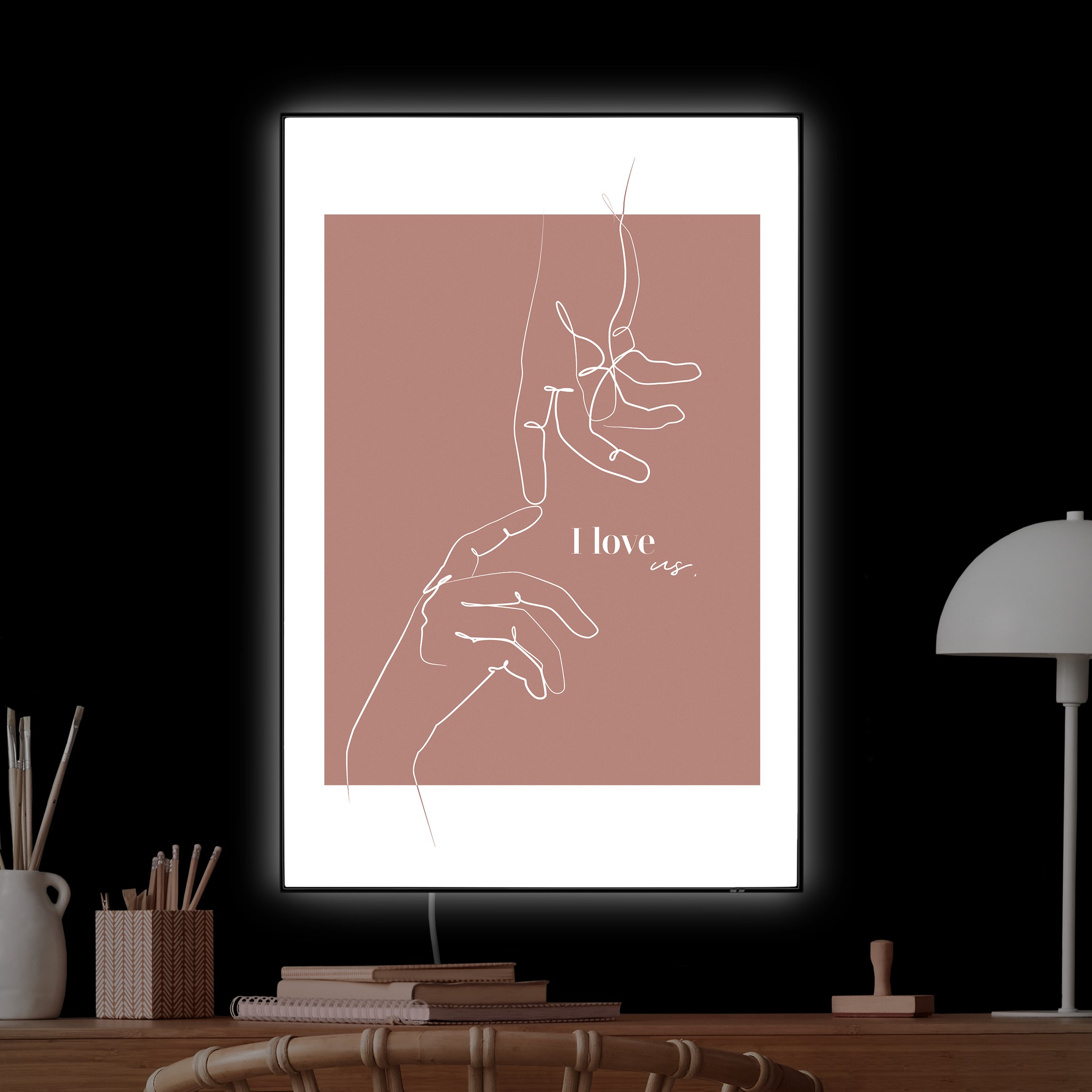 LED-Wechselbild Line Art - Hände I love us günstig online kaufen