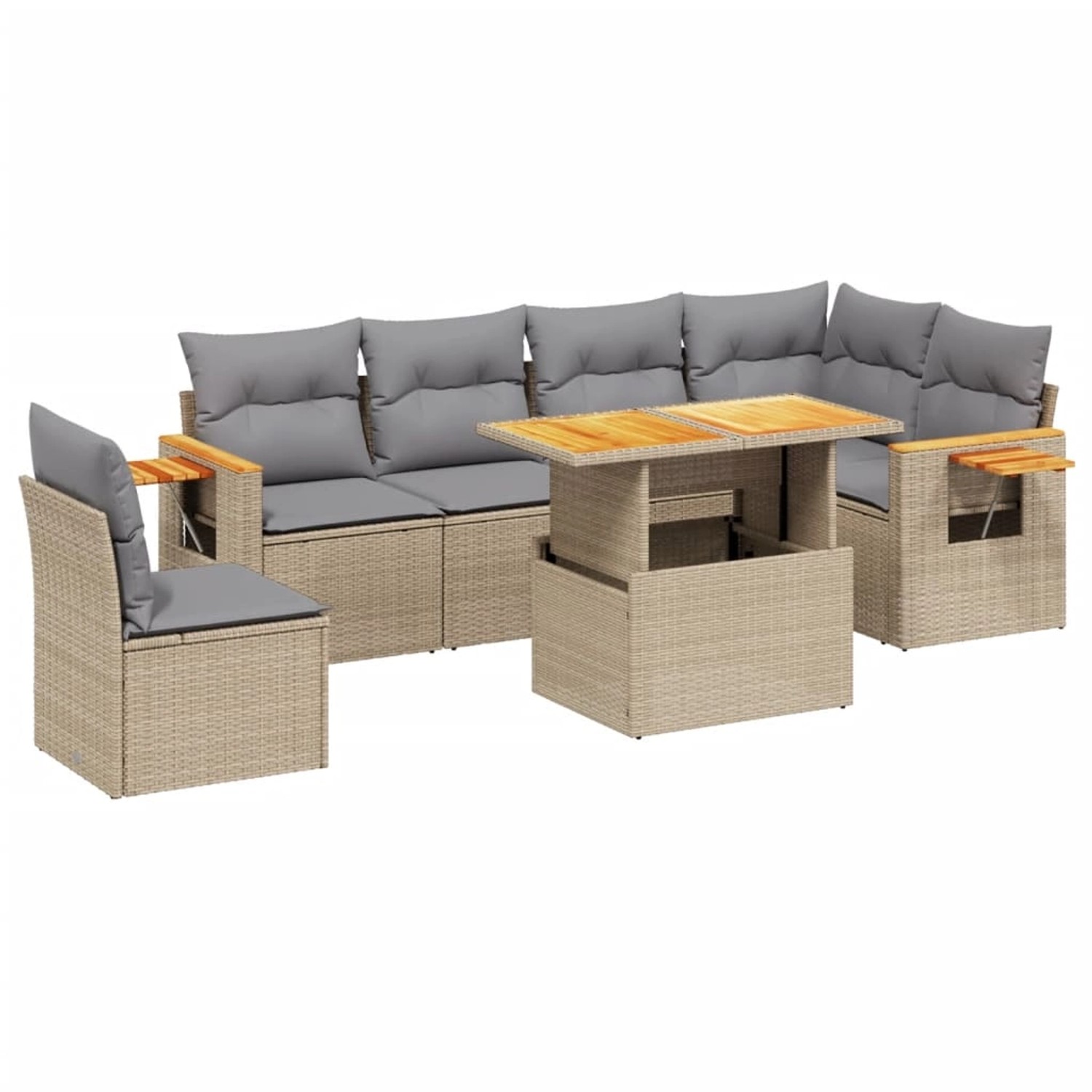 vidaXL 7-tlg Garten-Sofagarnitur mit Kissen Beige Poly Rattan Modell 393 günstig online kaufen