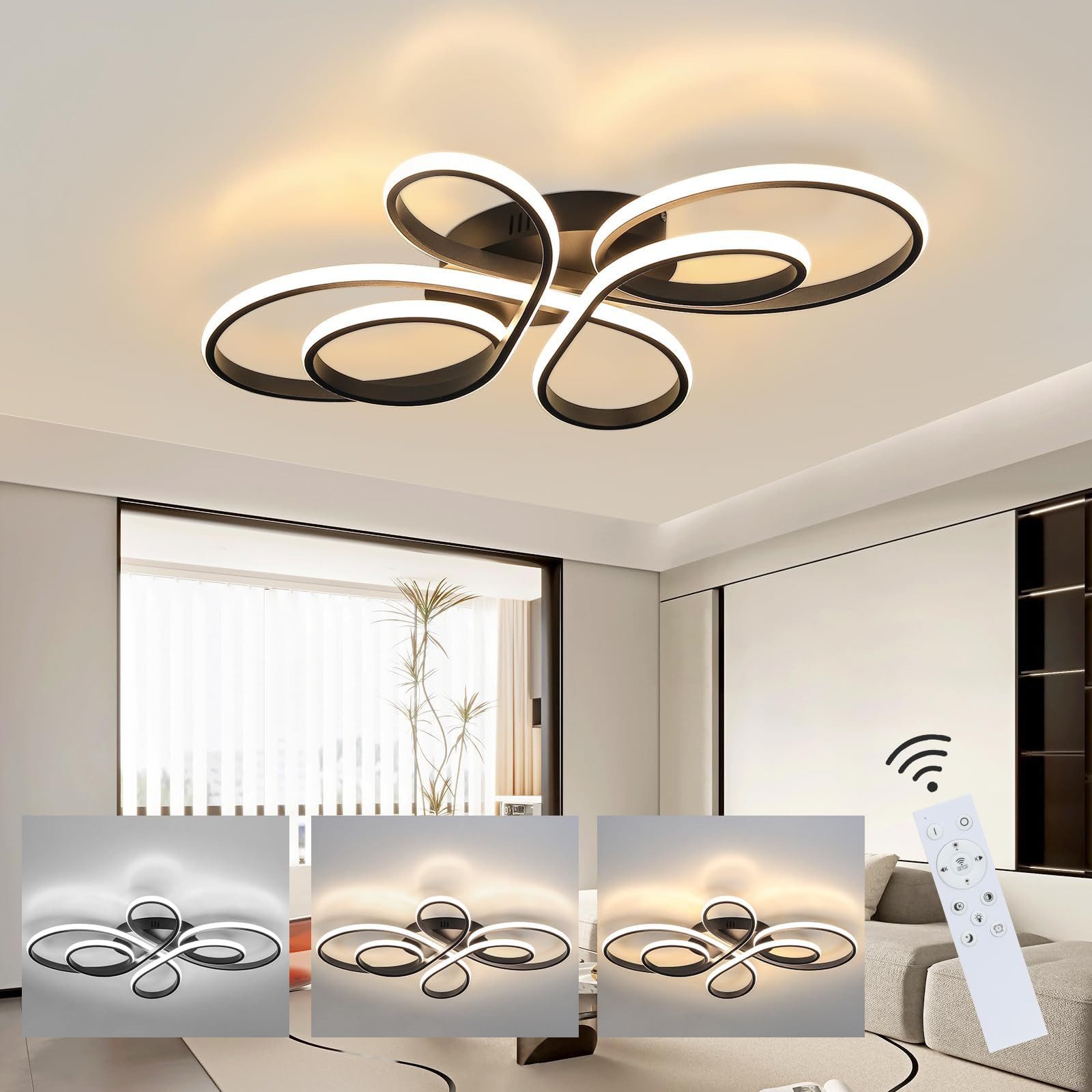 Nettlife LED Deckenleuchte Wohnzimmer Schwarz Dimmbar günstig online kaufen