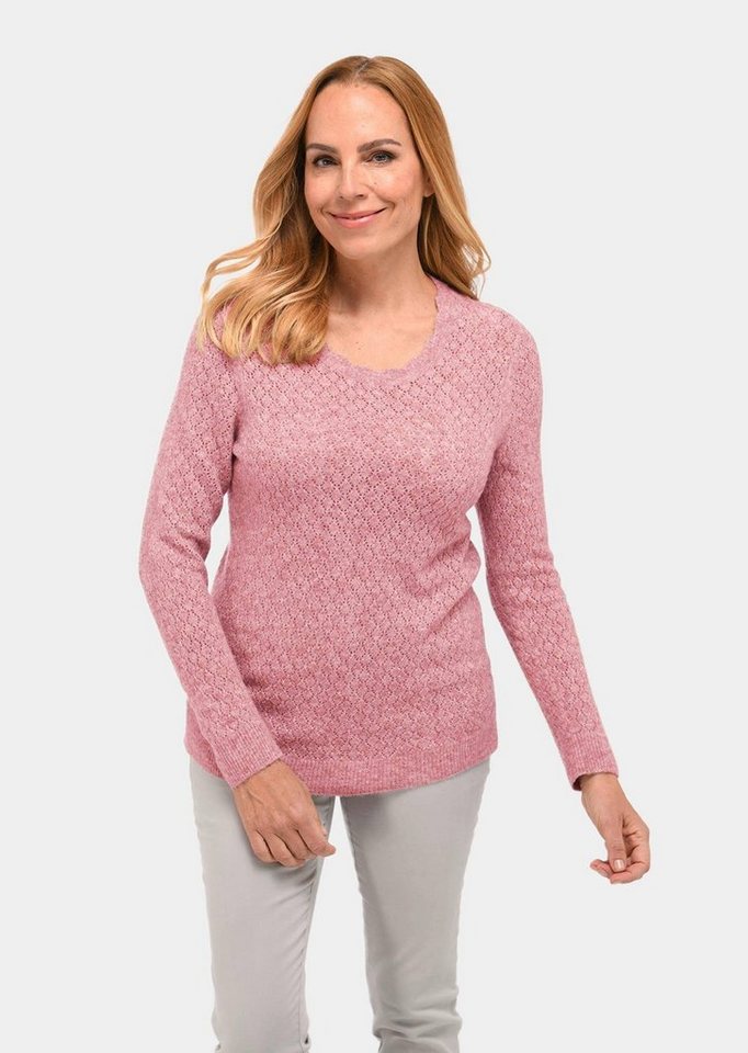 GOLDNER Strickpullover Femininer Ajourpullover aus hochwertigem Melange-Gar günstig online kaufen