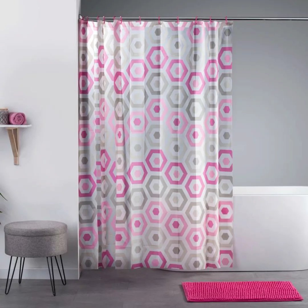Duschvorhang Set - Vorhang + Matte + Befestigungsringe - waschbar - Default günstig online kaufen
