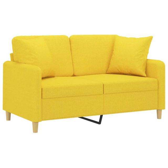 vidaXL Sofa 2-Sitzer-Sofa mit Zierkissen Hellgelb 120 cm Stoff günstig online kaufen