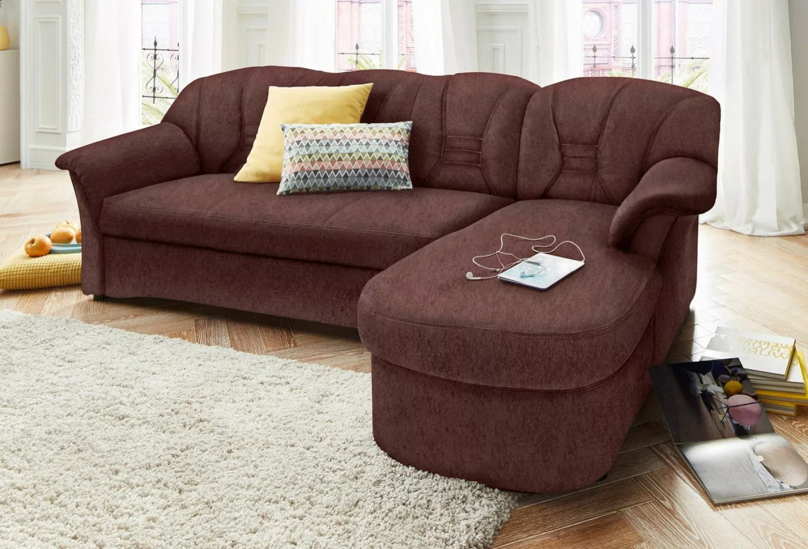 DOMO collection Ecksofa "Elva L-Form", wahlweise mit Bettfunktion und Feder günstig online kaufen