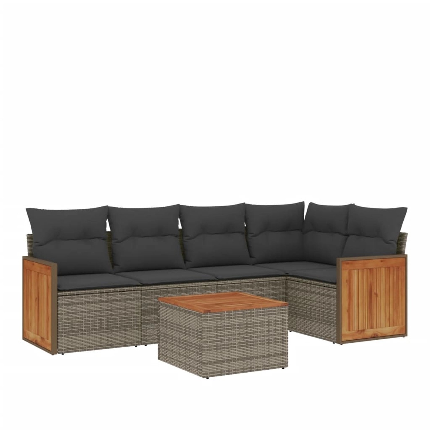 vidaXL 6-Tlg Garten-Sofagarnitur mit Kissen Grau Poly Rattan 3260037 günstig online kaufen