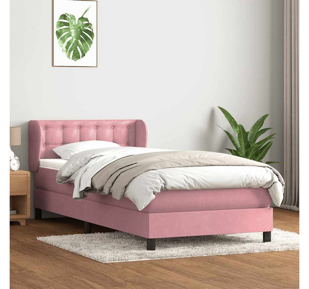 vidaXL Boxspringbett, Boxspringbett mit Matratze Rosa 100x220 cm Samt günstig online kaufen