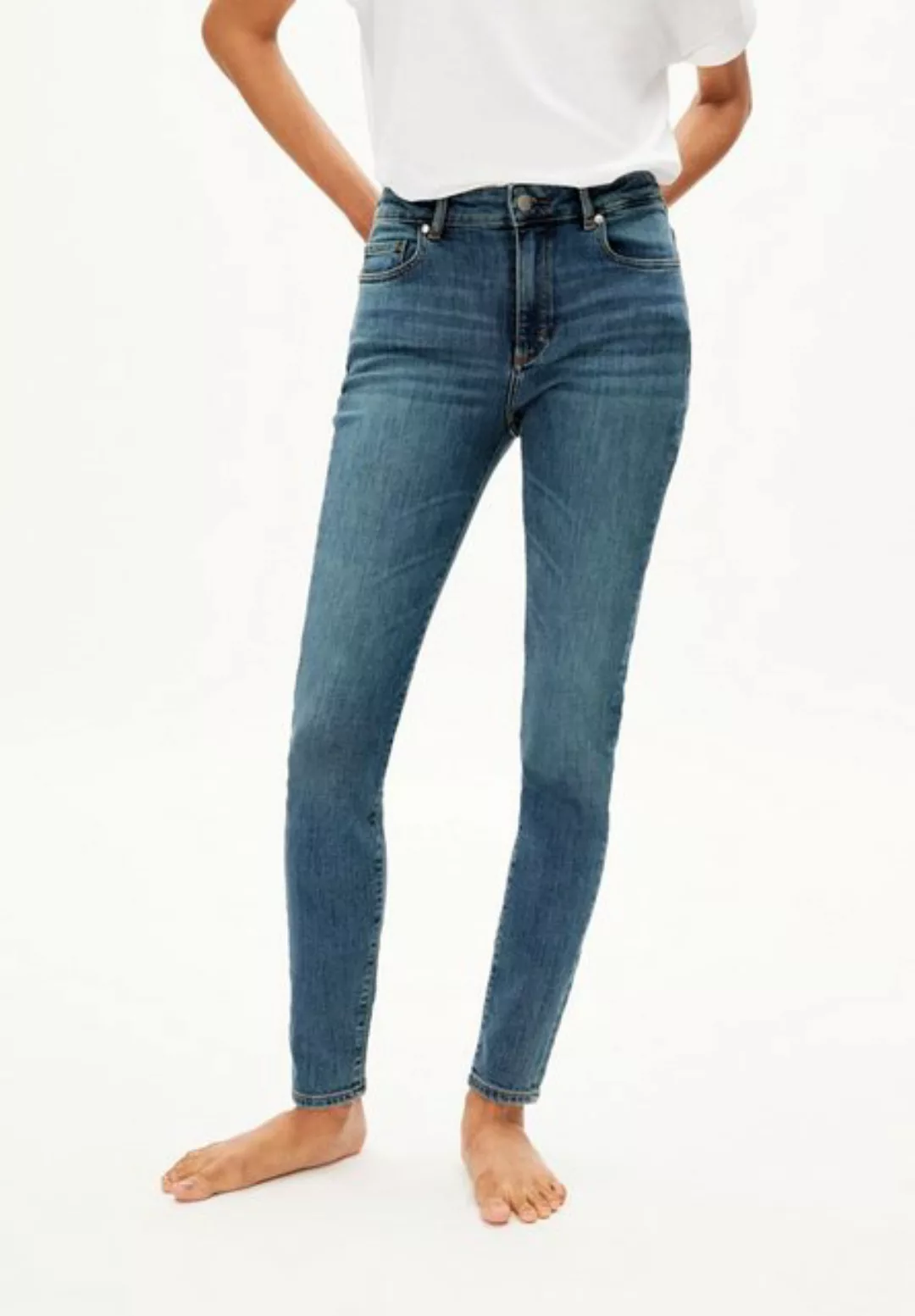 Tillaa - Damen Skinny Fit Mid Waist Denim Aus Bio-baumwoll Mix günstig online kaufen