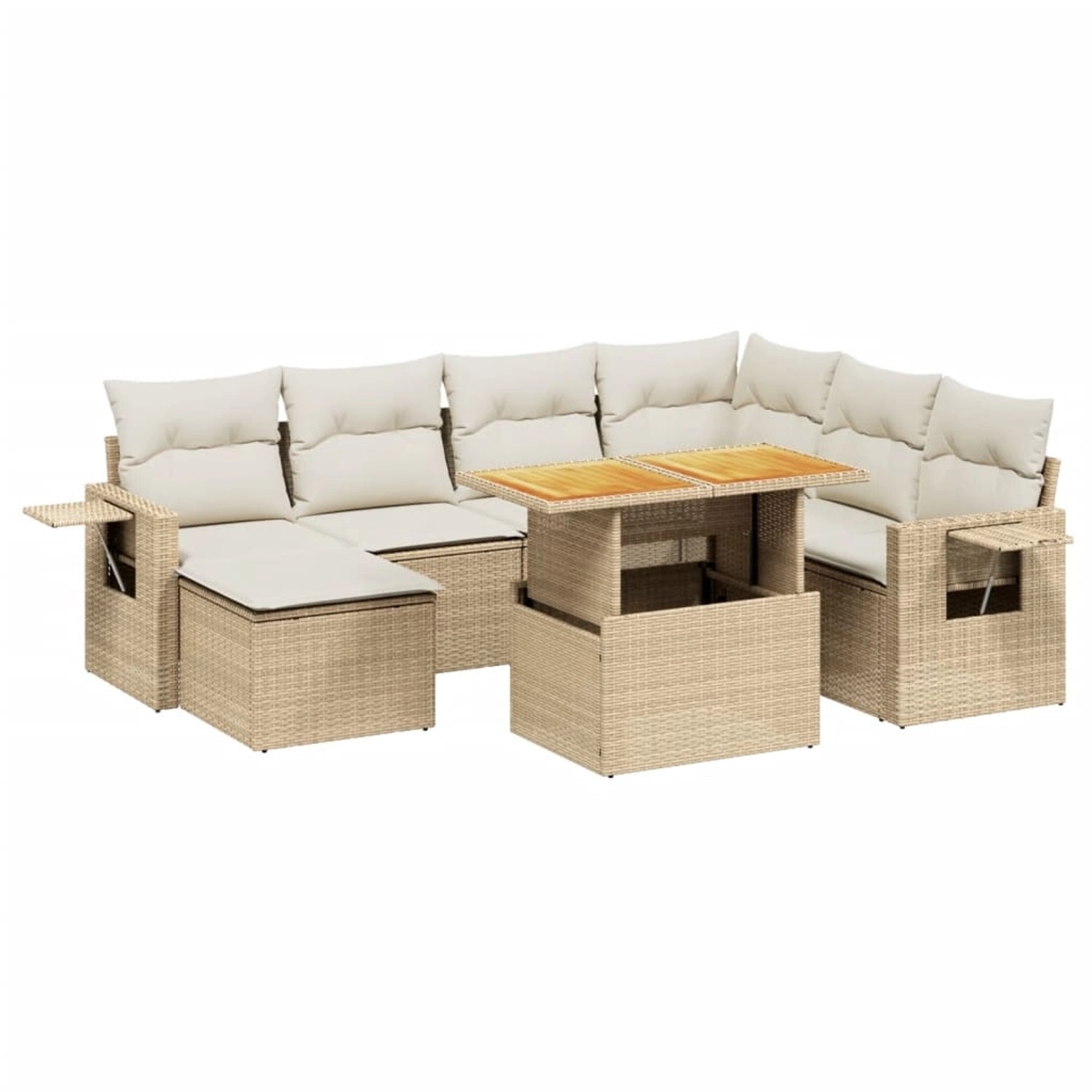 vidaXL 8-Tlg Garten-Sofagarnitur mit Kissen Beige Poly Rattan 3271870 günstig online kaufen