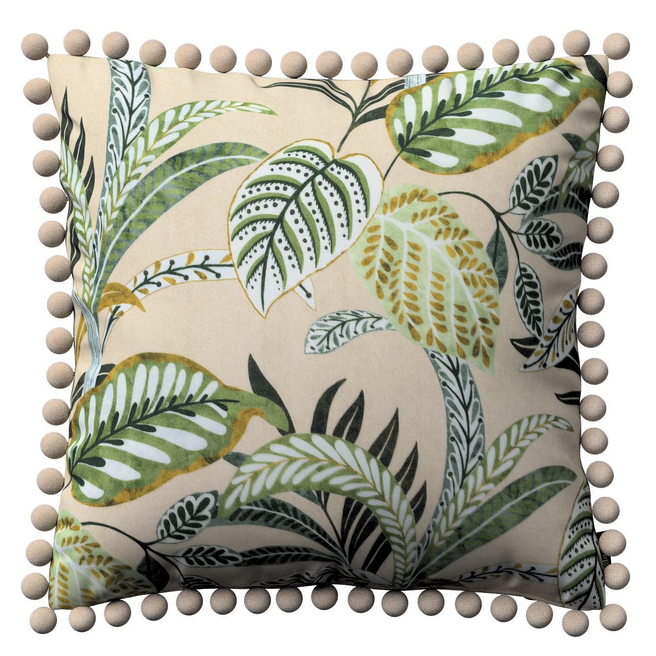 Kissenhülle Wera mit Bommeln, olivgrün, beige, 45 x 45 cm, Tropical Island günstig online kaufen