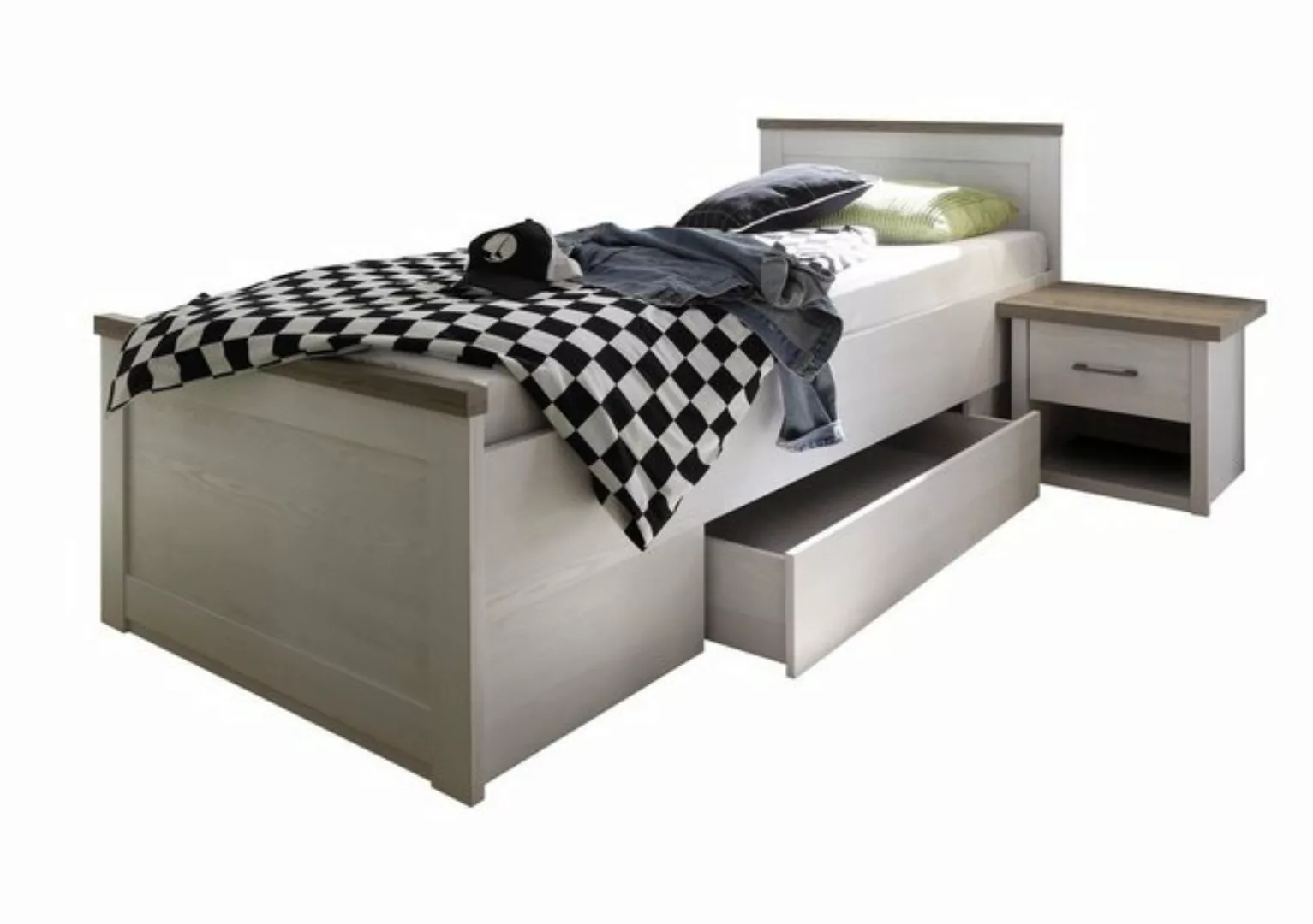 Begabino Jugendbett Luca, Stauraumbett, Landhaus Design, 90x200cm TOPSELLER günstig online kaufen