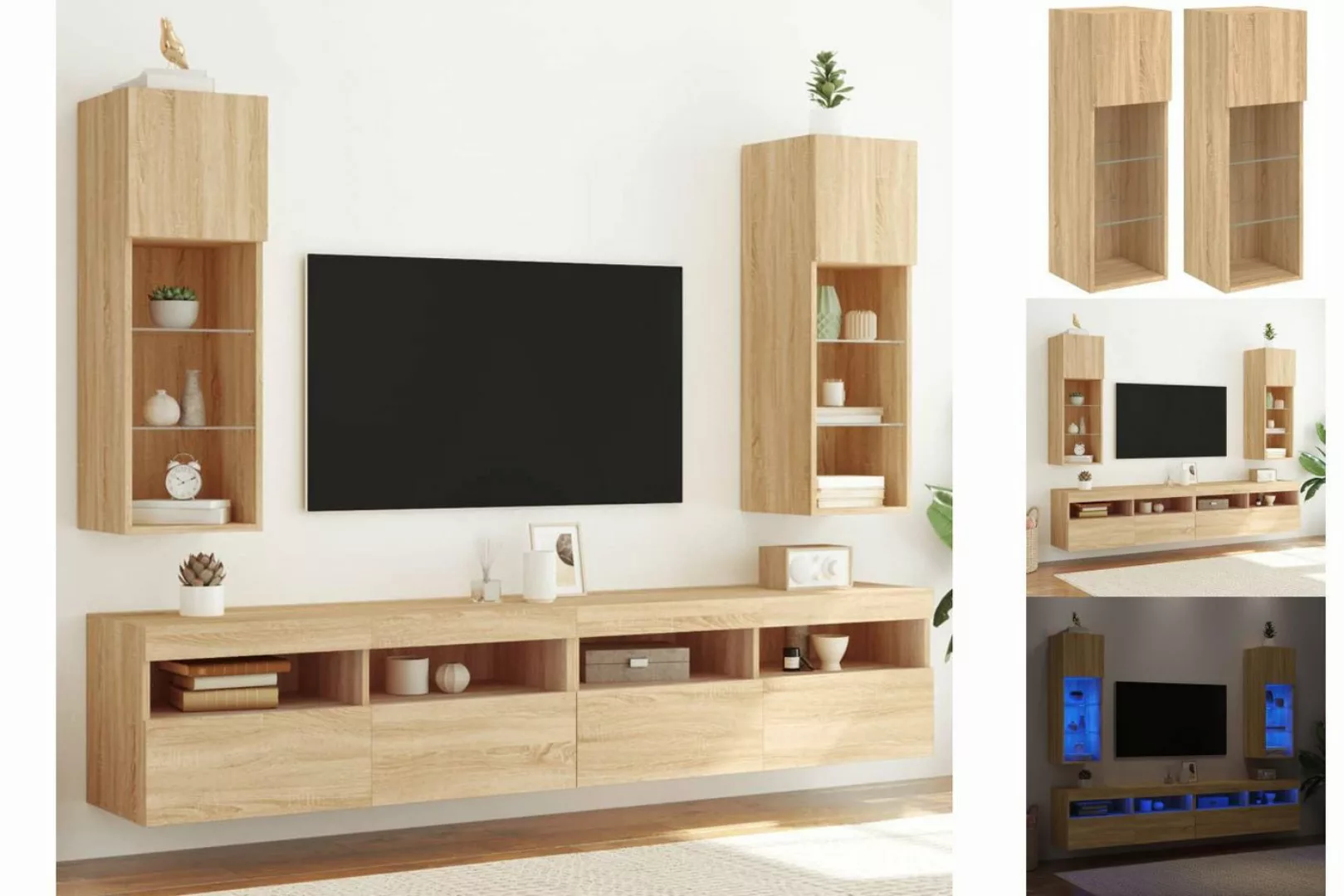 vidaXL TV-Schrank TV-Schränke mit LED-Leuchten 2 Stk Sonoma-Eiche 30,5x30x9 günstig online kaufen