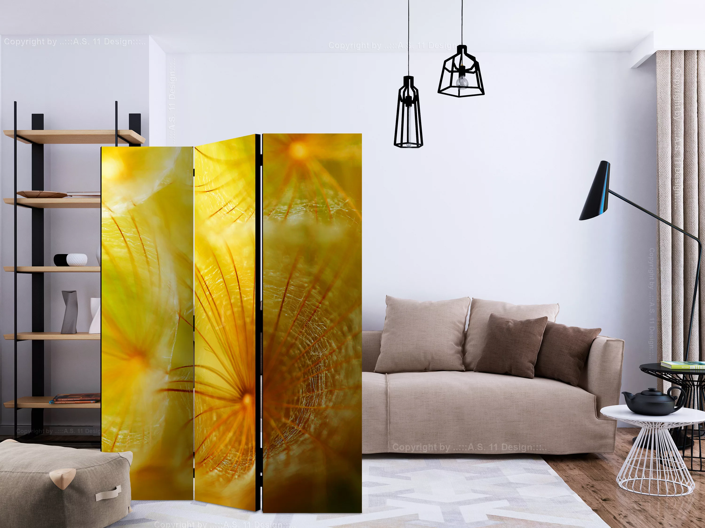 3-teiliges Paravent - Soft Dandelion Flower [room Dividers] günstig online kaufen