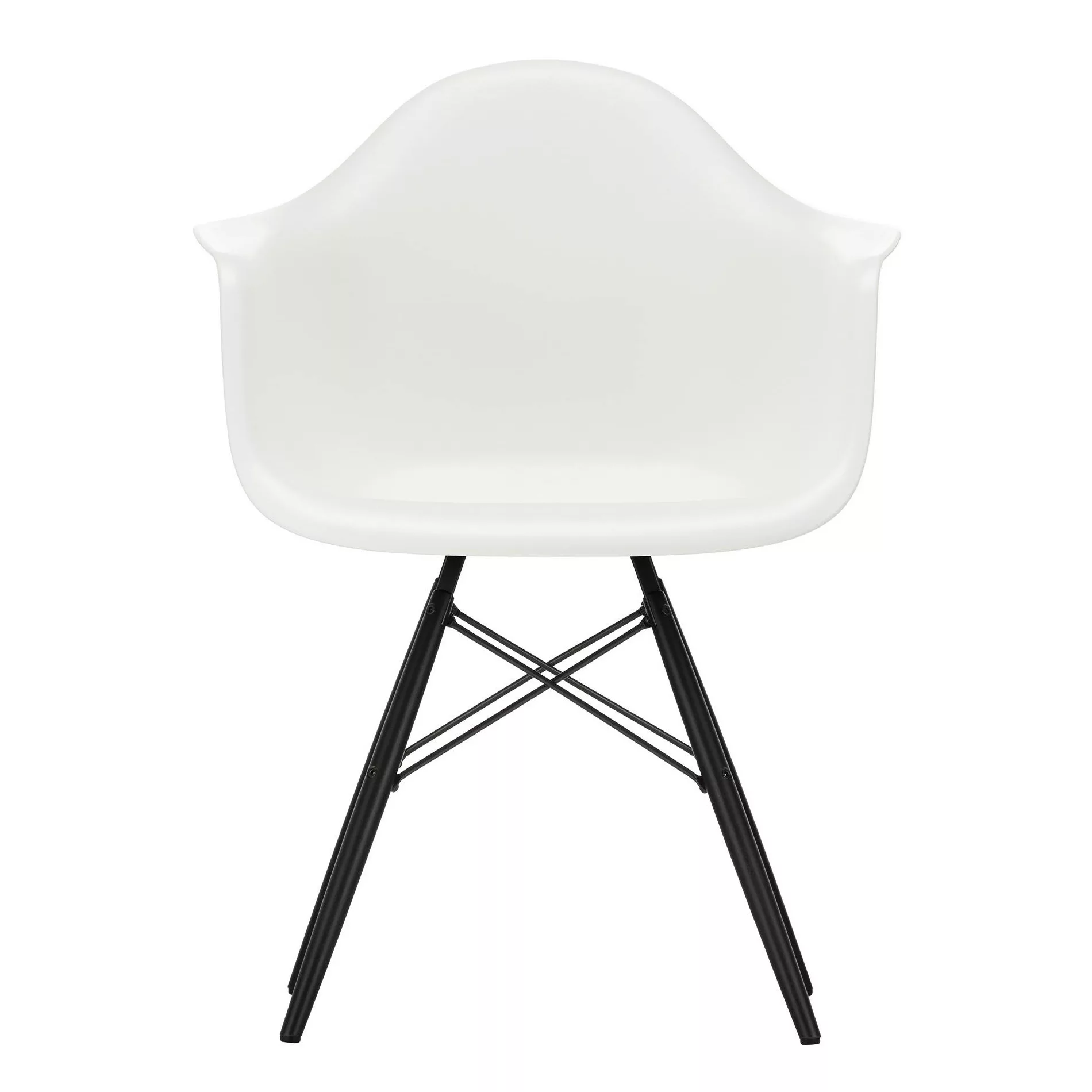 Vitra - Eames Plastic Armchair DAW Gestell Ahorn schwarz - weiß/Sitzschale günstig online kaufen