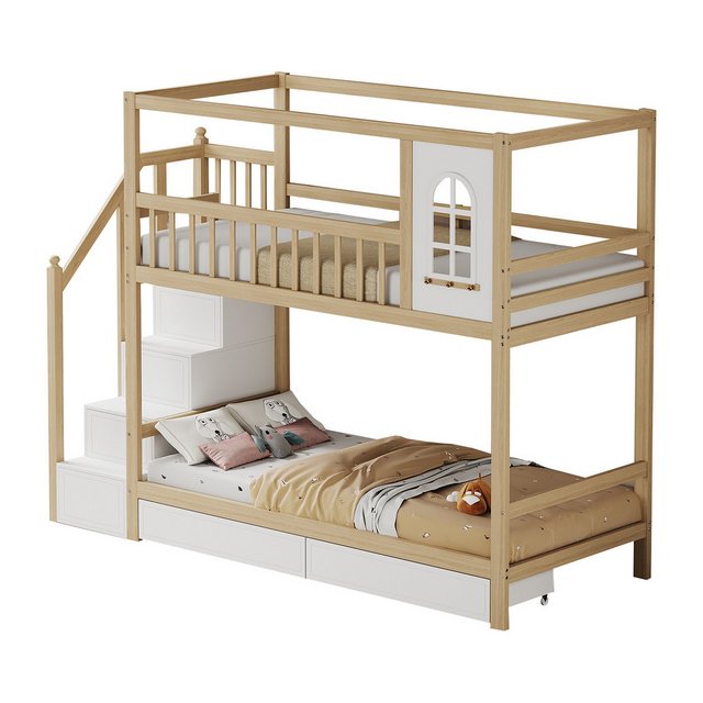 Rutaqian Funktionsbett Etagenbett Kinderbett 90*200cm,Mit Aufbewahrungsschu günstig online kaufen