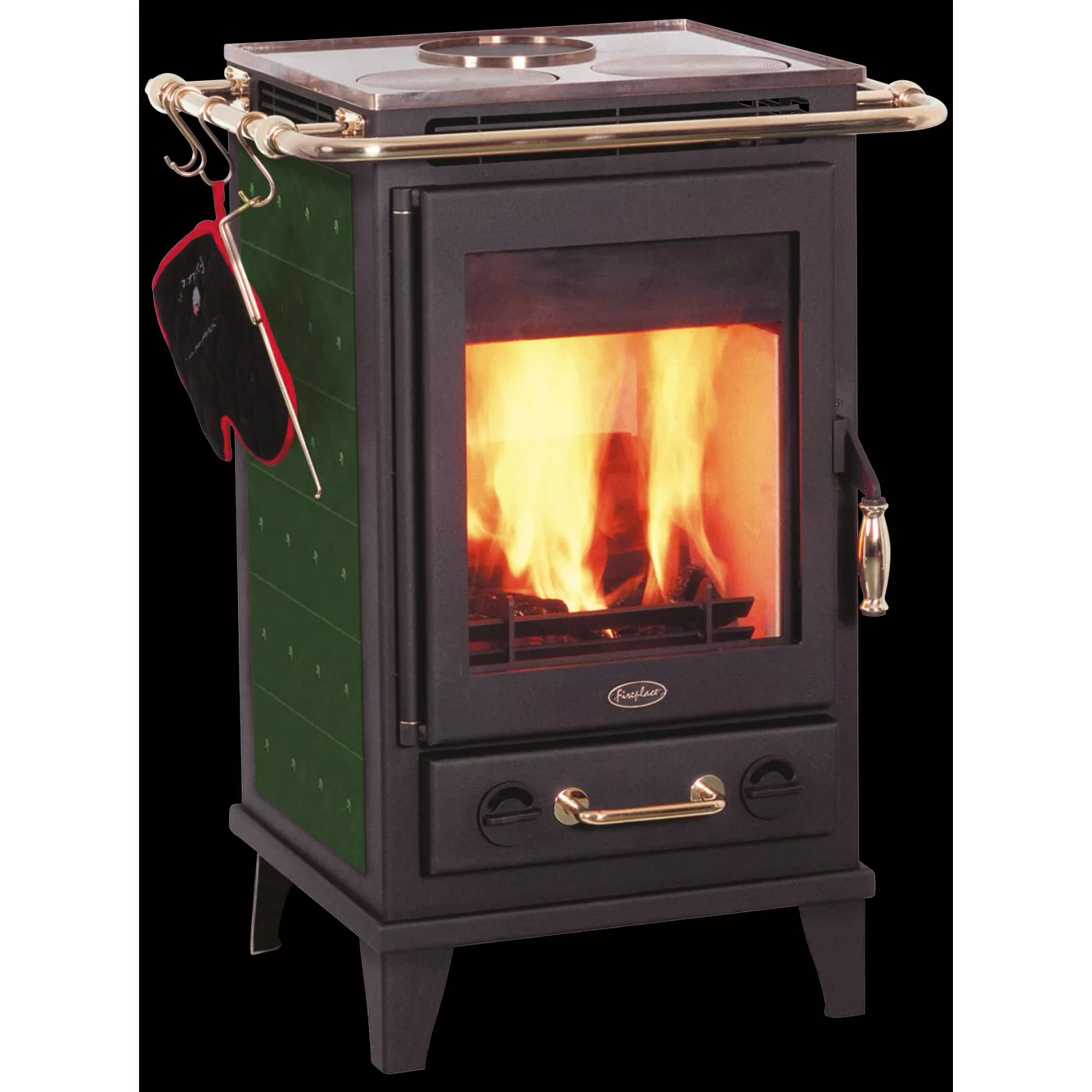 Fireplace Kaminofen Florenz Keramik 7 kW Grün günstig online kaufen