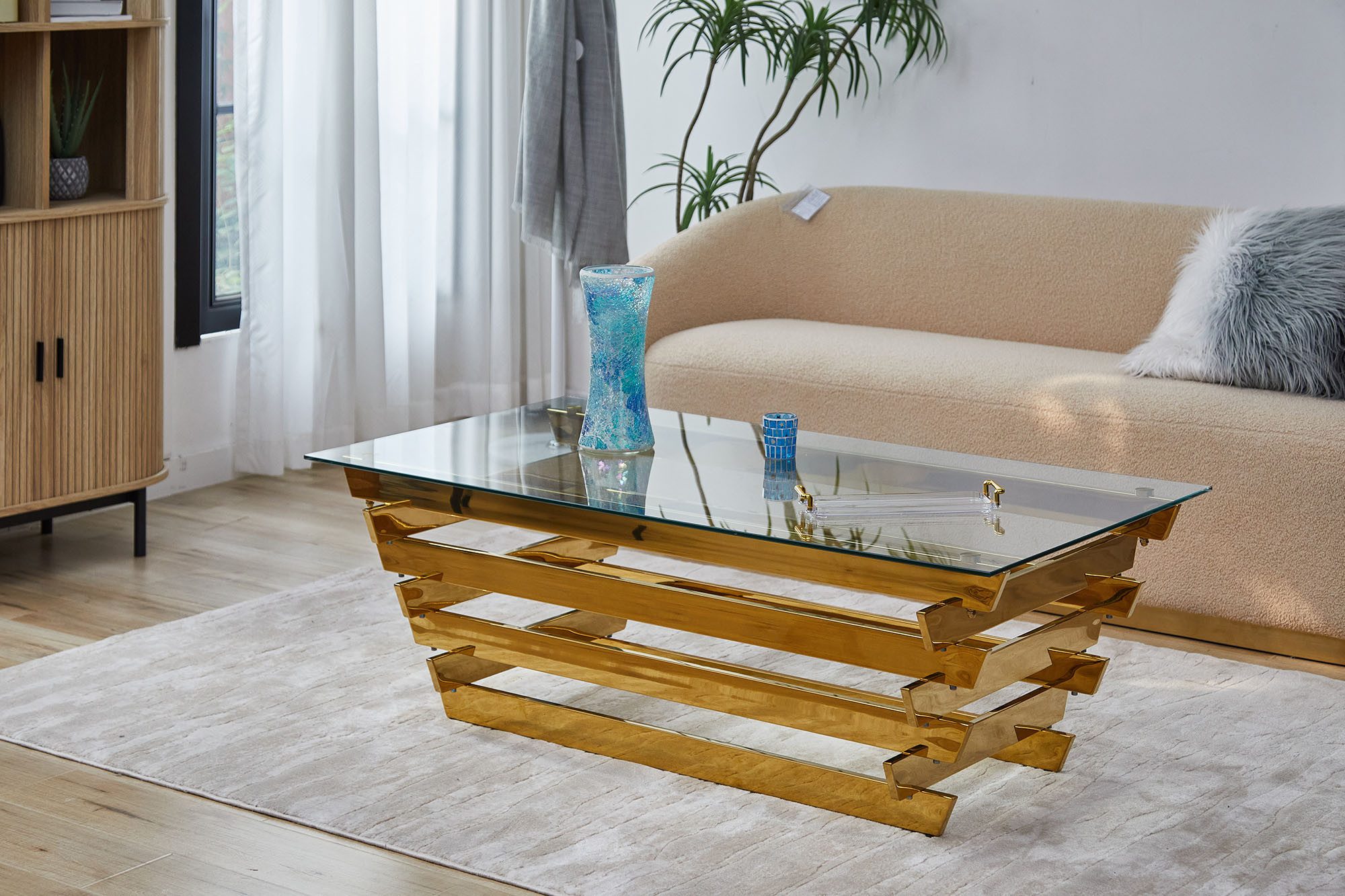 SalesFever Couchtisch, Edles Design-Gestell aus rostfreiem Stahl günstig online kaufen