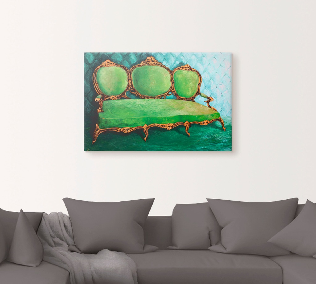 Artland Wandbild "Sofa grün", Innenarchitektur, (1 St.), als Leinwandbild, günstig online kaufen