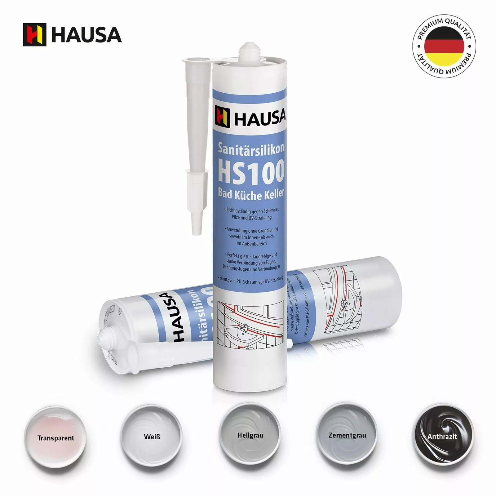 Hausa Silikon HS100, Sanitärsilikon HS100, Kartusche günstig online kaufen