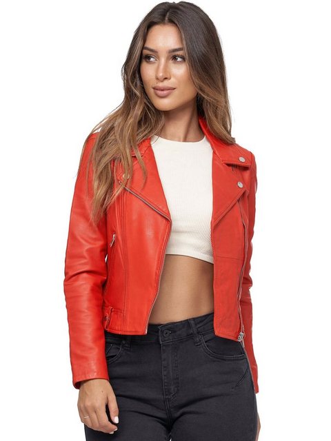 Tazzio Lederjacke F507 Biker Look mit coolen Zipper-Details & Reverskragen günstig online kaufen