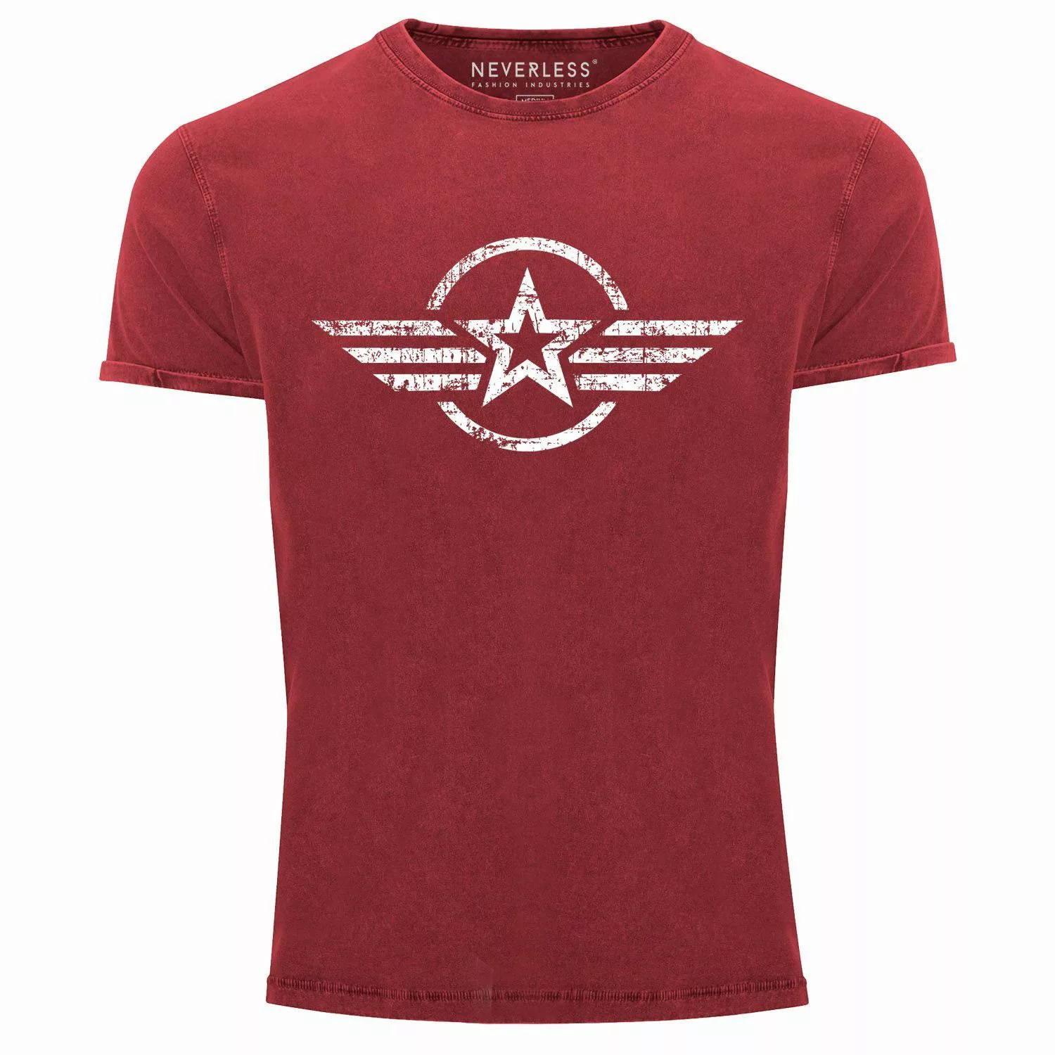 Neverless Print-Shirt Herren Vintage Shirt Airforce günstig online kaufen