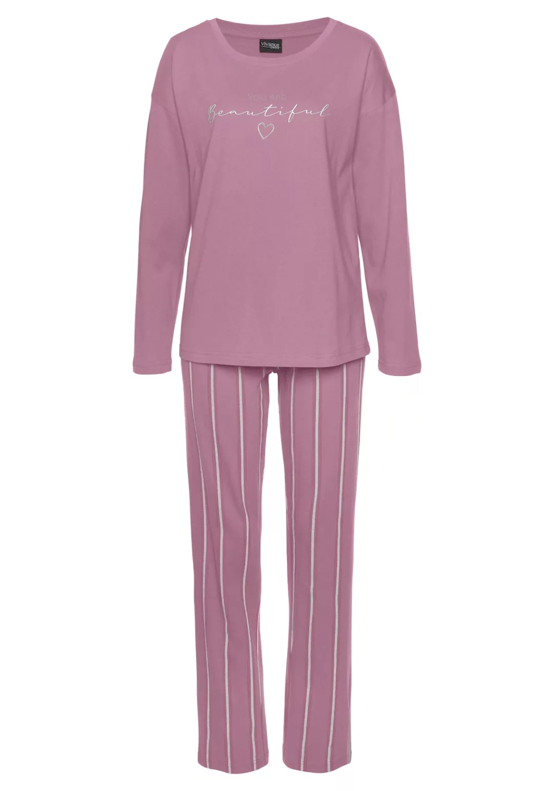 Vivance Dreams Pyjama, (2 tlg.), mit Frontdruck günstig online kaufen