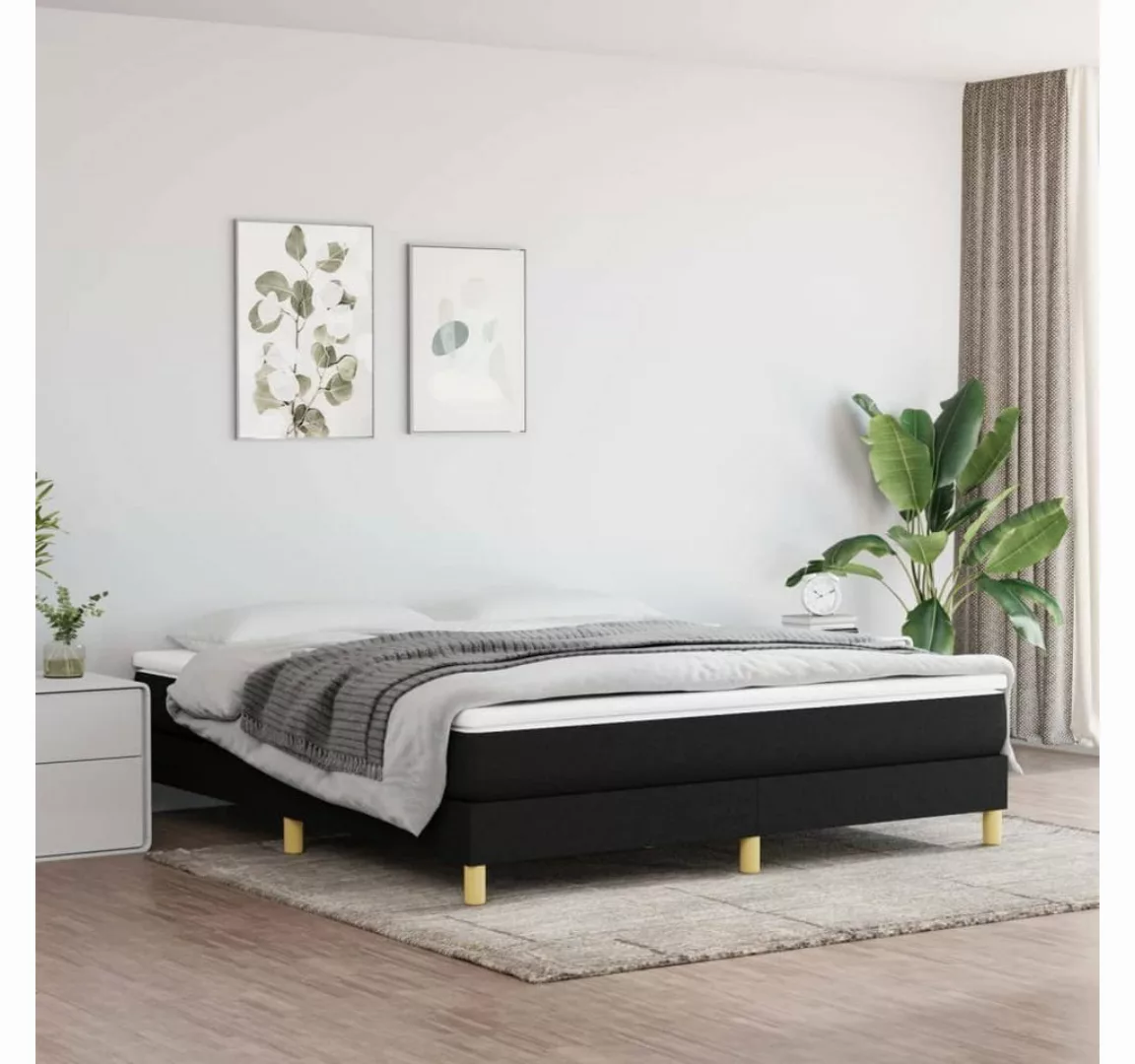 furnicato Bett Boxspringbett mit Matratze Schwarz 160x200 cm Stoff günstig online kaufen