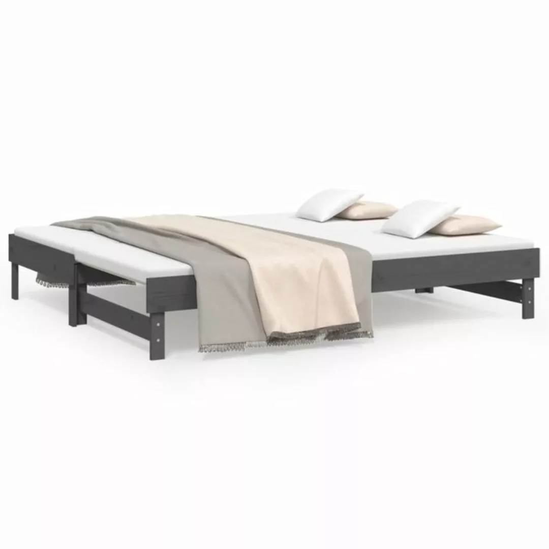 vidaXL Gästebett Gästebett Tagesbett Ausziehbar Grau 2x100x200 cm Massivhol günstig online kaufen