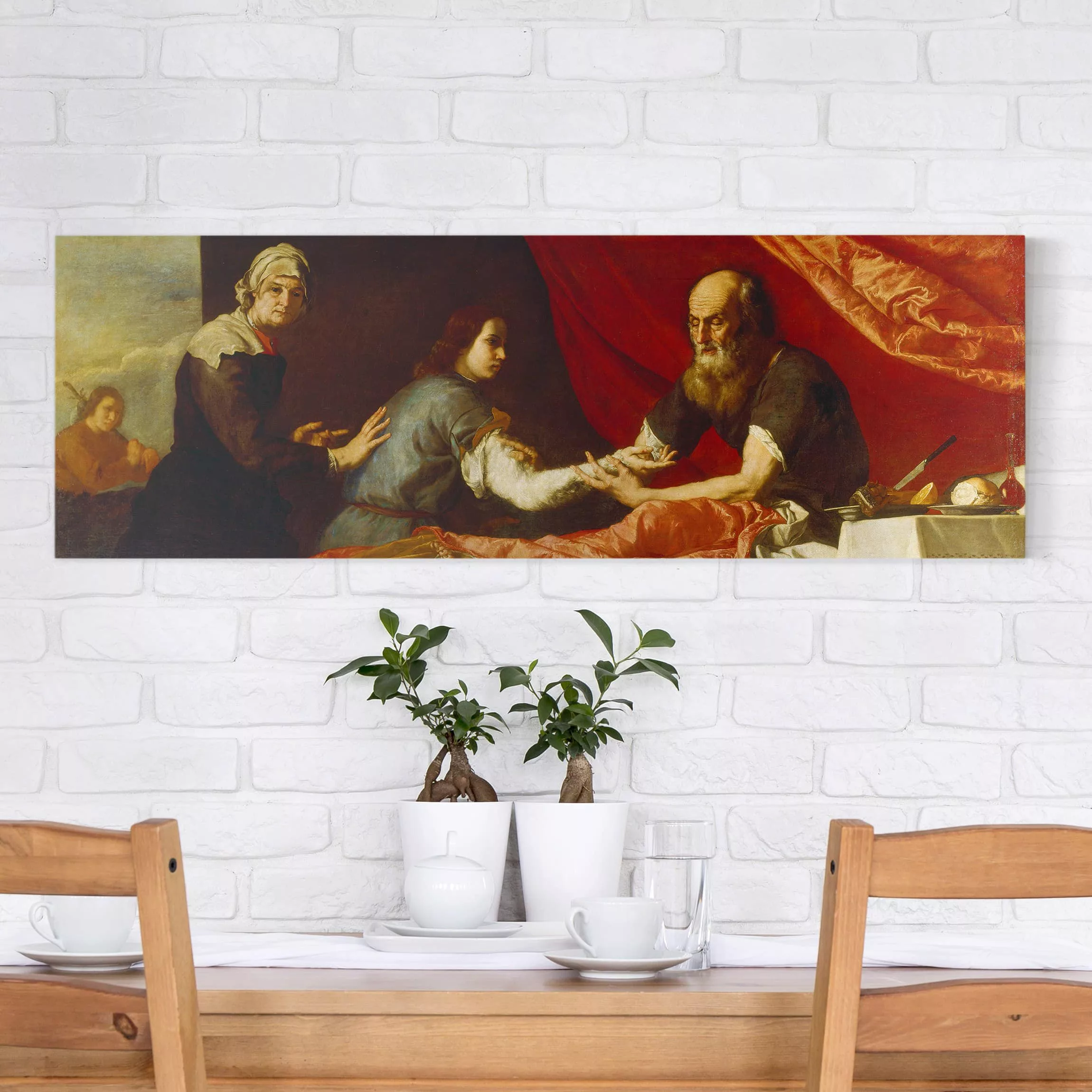 Leinwandbild Kunstdruck - Panorama Jusepe de Ribera - Isaac und Jakob günstig online kaufen