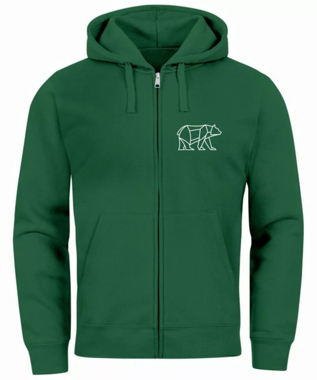 Neverless Sweatjacke Zip-Hoodie Sweatjacke mit Kapuze Wandern Bär Line-Art günstig online kaufen