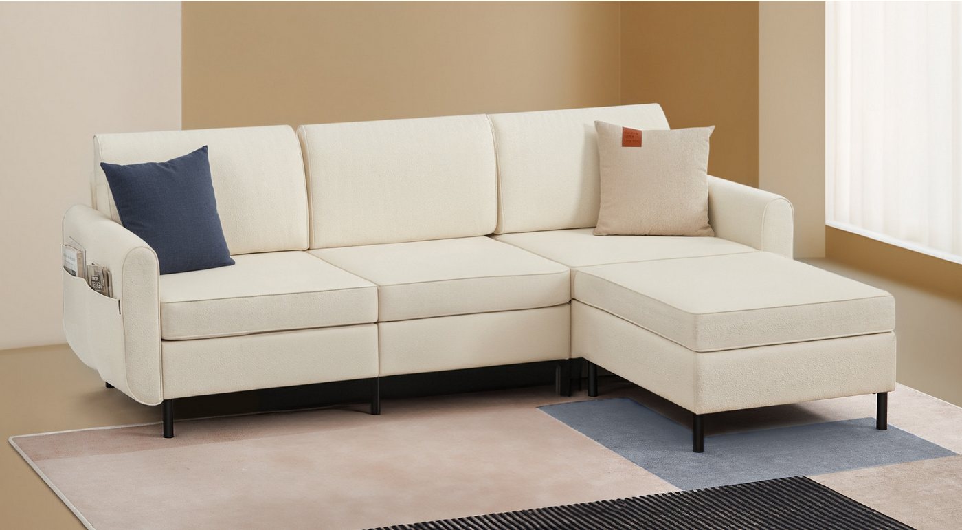 VASAGLE Ecksofa, 4 Teile, Modulares Sofa, 4-Sitzer, Schlafsofa, L-förmiger günstig online kaufen