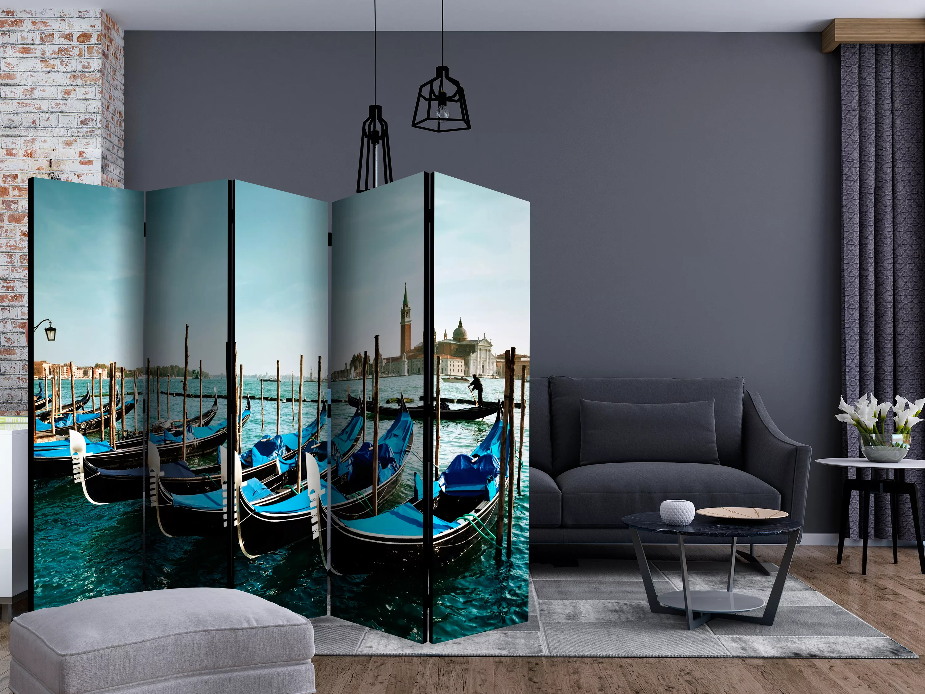 5-teiliges Paravent - Gondolas On The Grand Canal, Venice Ii [room Dividers günstig online kaufen