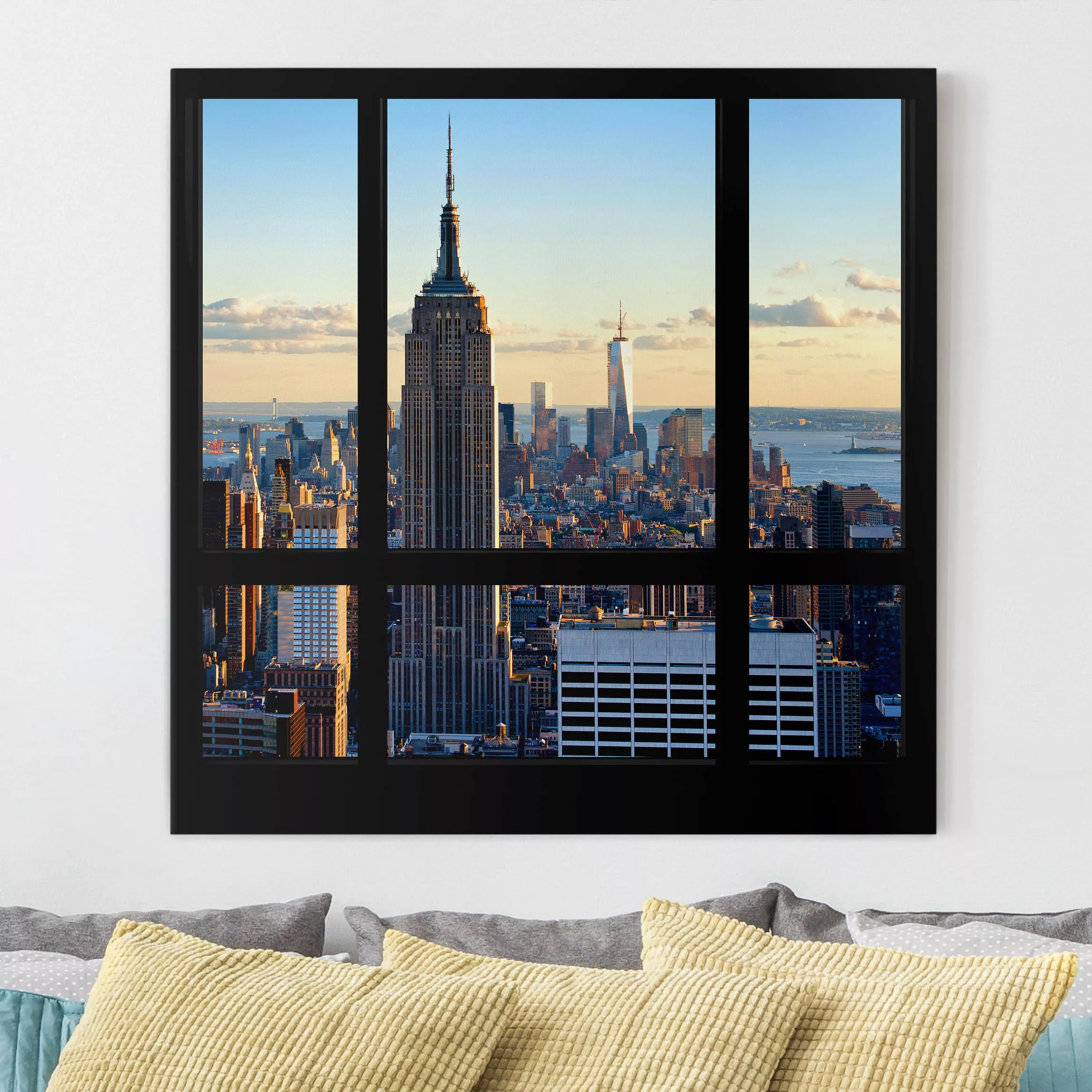 Leinwandbild New York - Quadrat New York Fensterblick auf Empire State Buil günstig online kaufen