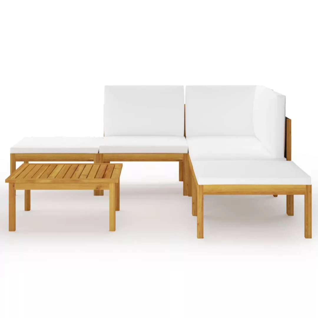 6-tlg. Garten-lounge-set Mit Kissen Creme Massivholz Akazie günstig online kaufen