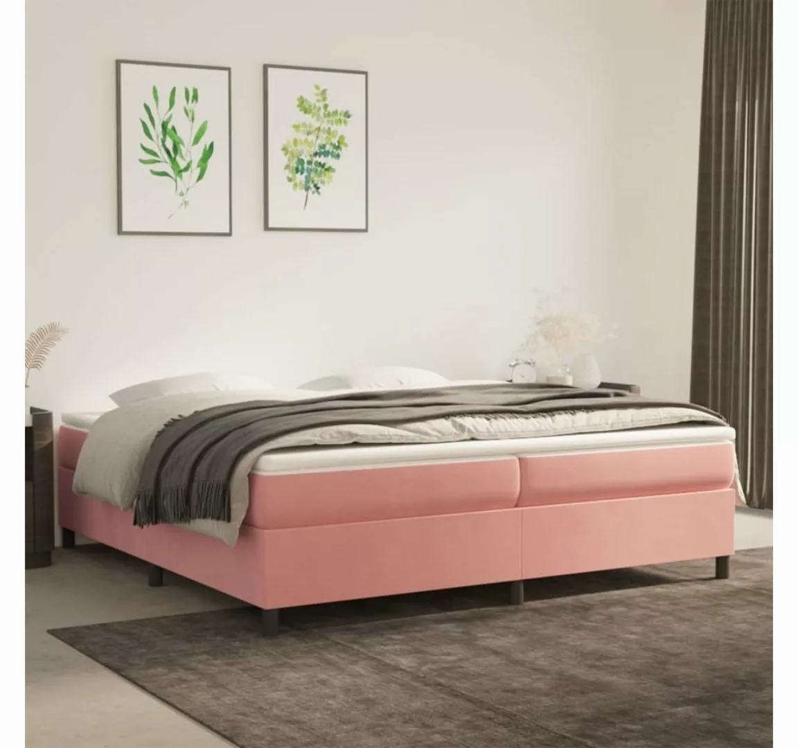 furnicato Bett Boxspringbett mit Matratze Rosa 200x200 cm Samt günstig online kaufen