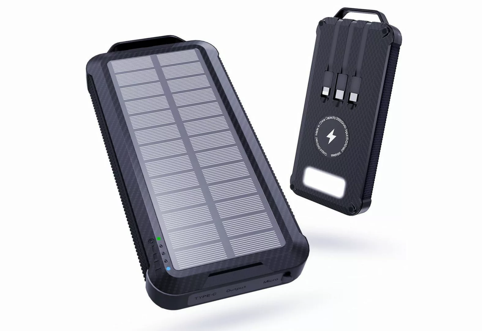 iceagle Solar Powerbank Wireless Solar Ladegerät mit LED-Licht, 4 Outputs P günstig online kaufen