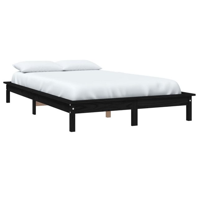 vidaXL Bett Massivholzbett Schwarz 140x190 cm Kiefer günstig online kaufen