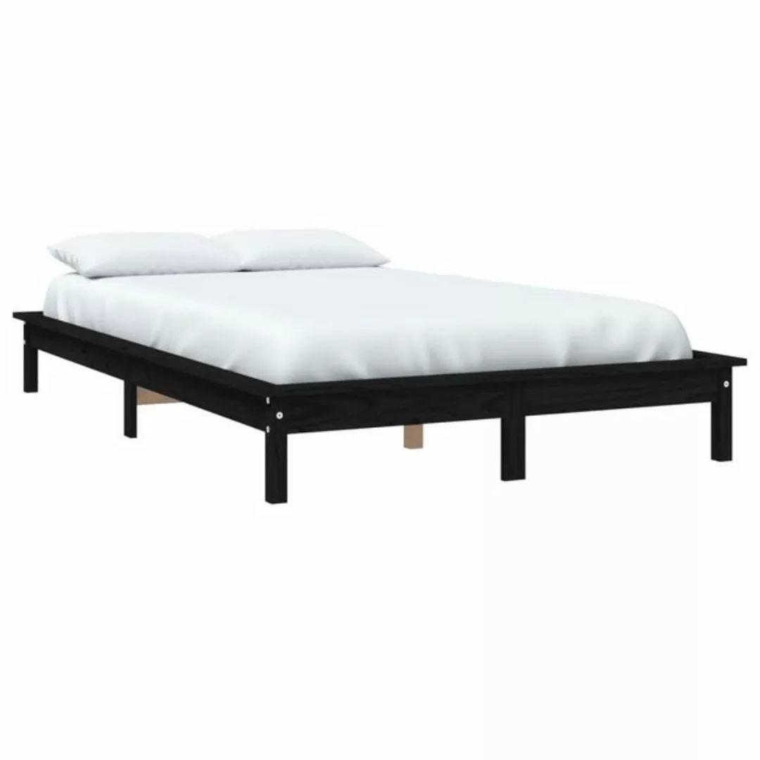 vidaXL Bett Massivholzbett Schwarz 140x190 cm Kiefer günstig online kaufen