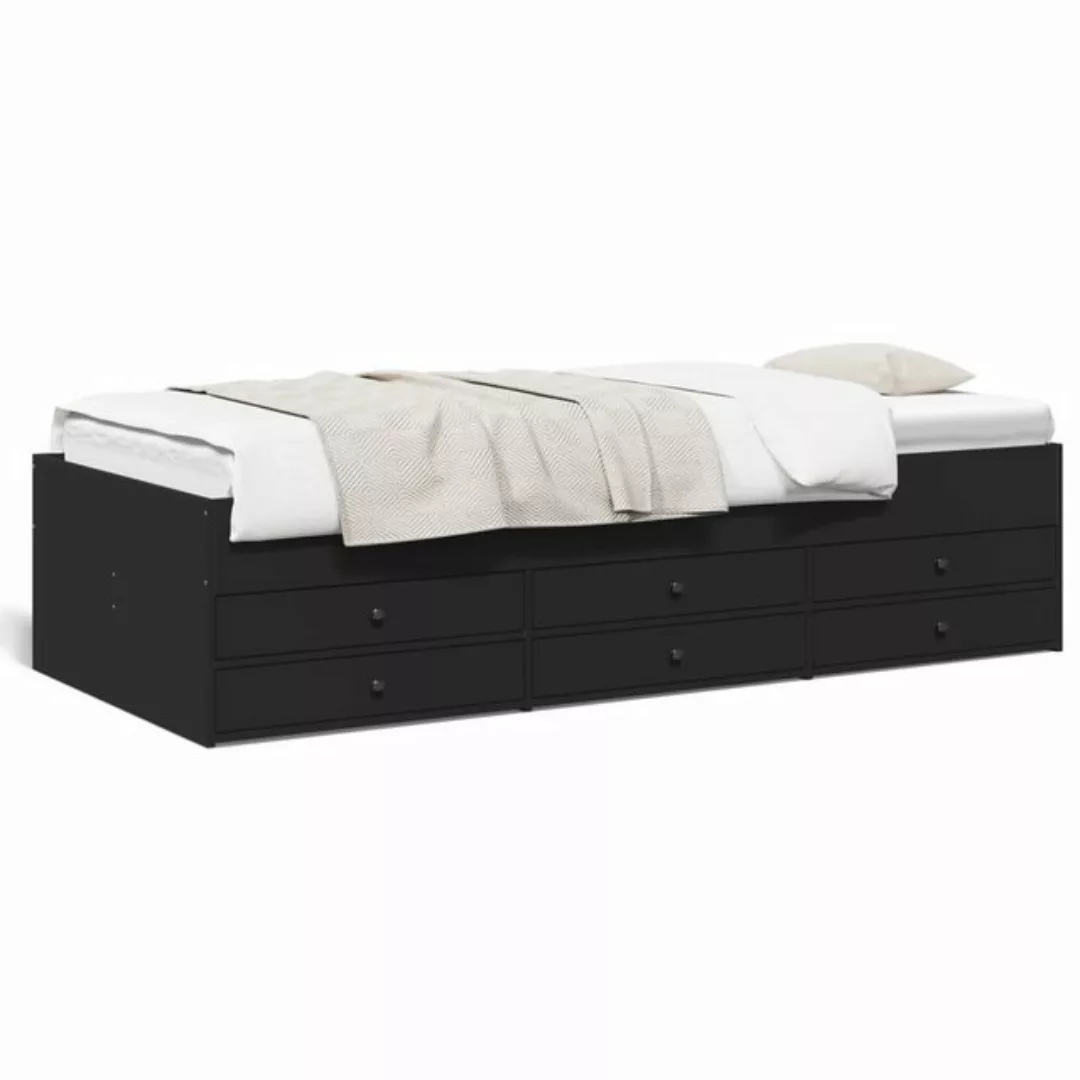vidaXL Bett Tagesbett mit Schubladen Schwarz 100x200 cm Holzwerkstoff günstig online kaufen
