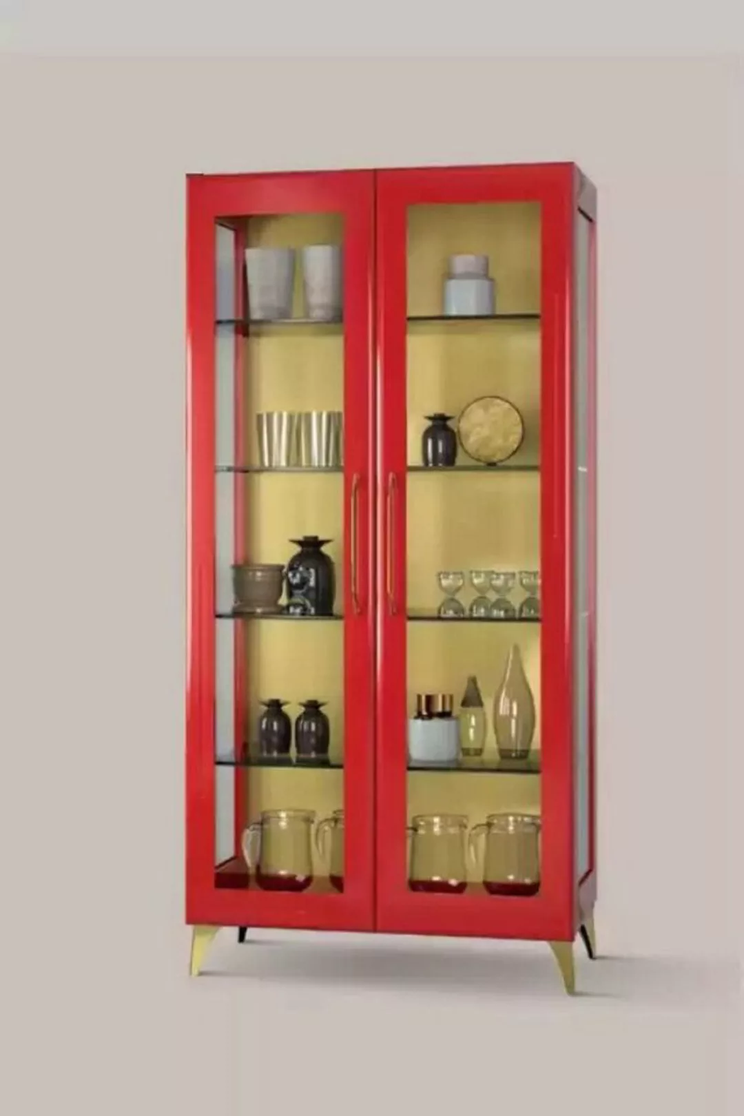 JVmoebel Glasvitrine Vitrine Schöne Rote Glas Schrank Vitrinen Holz Glas Wo günstig online kaufen