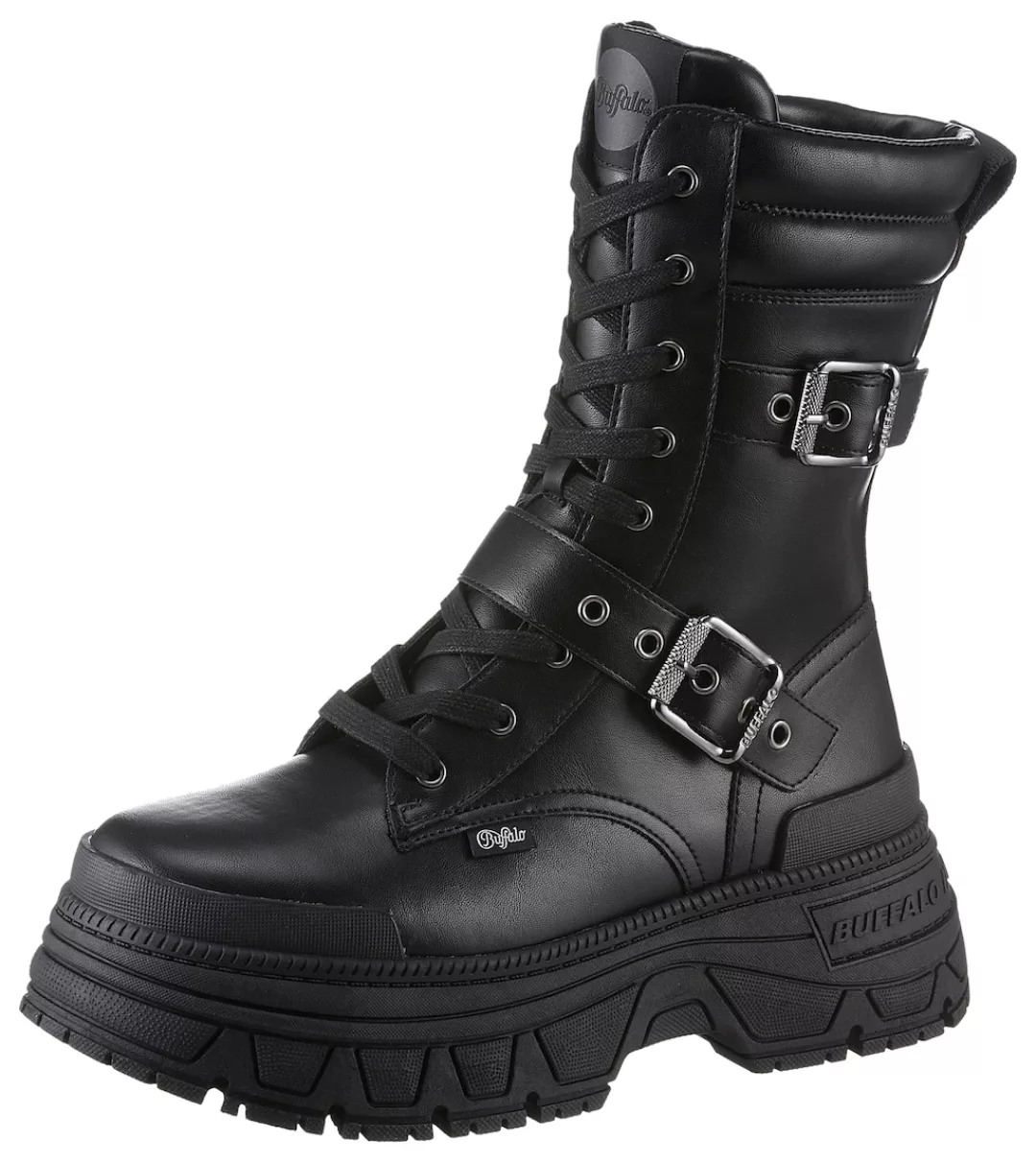 Buffalo Bikerboots "FUSION LACE UP BIKER", Schnürboots, Stiefelette, mit ch günstig online kaufen