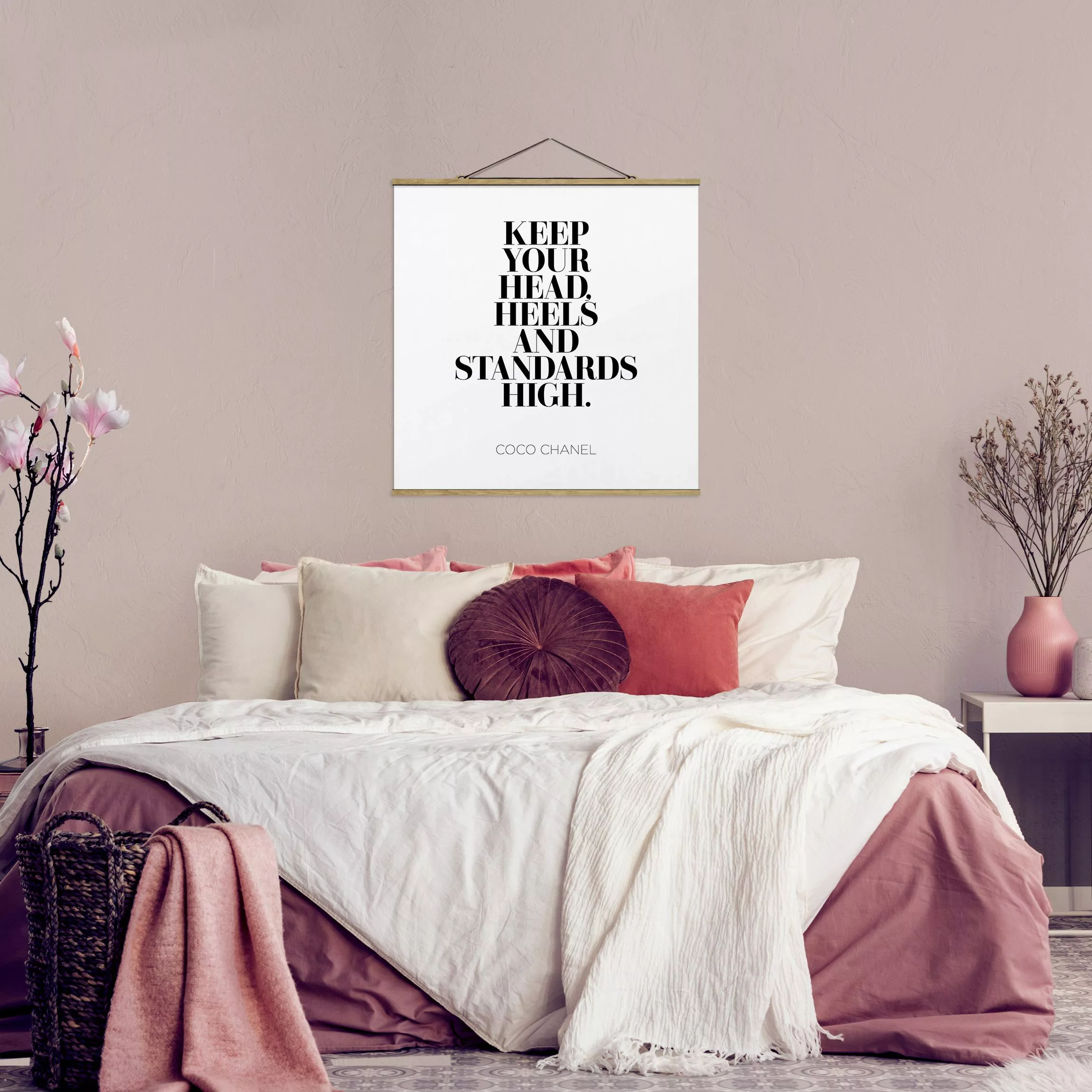 Stoffbild Spruch mit Posterleisten - Quadrat Keep your head high günstig online kaufen