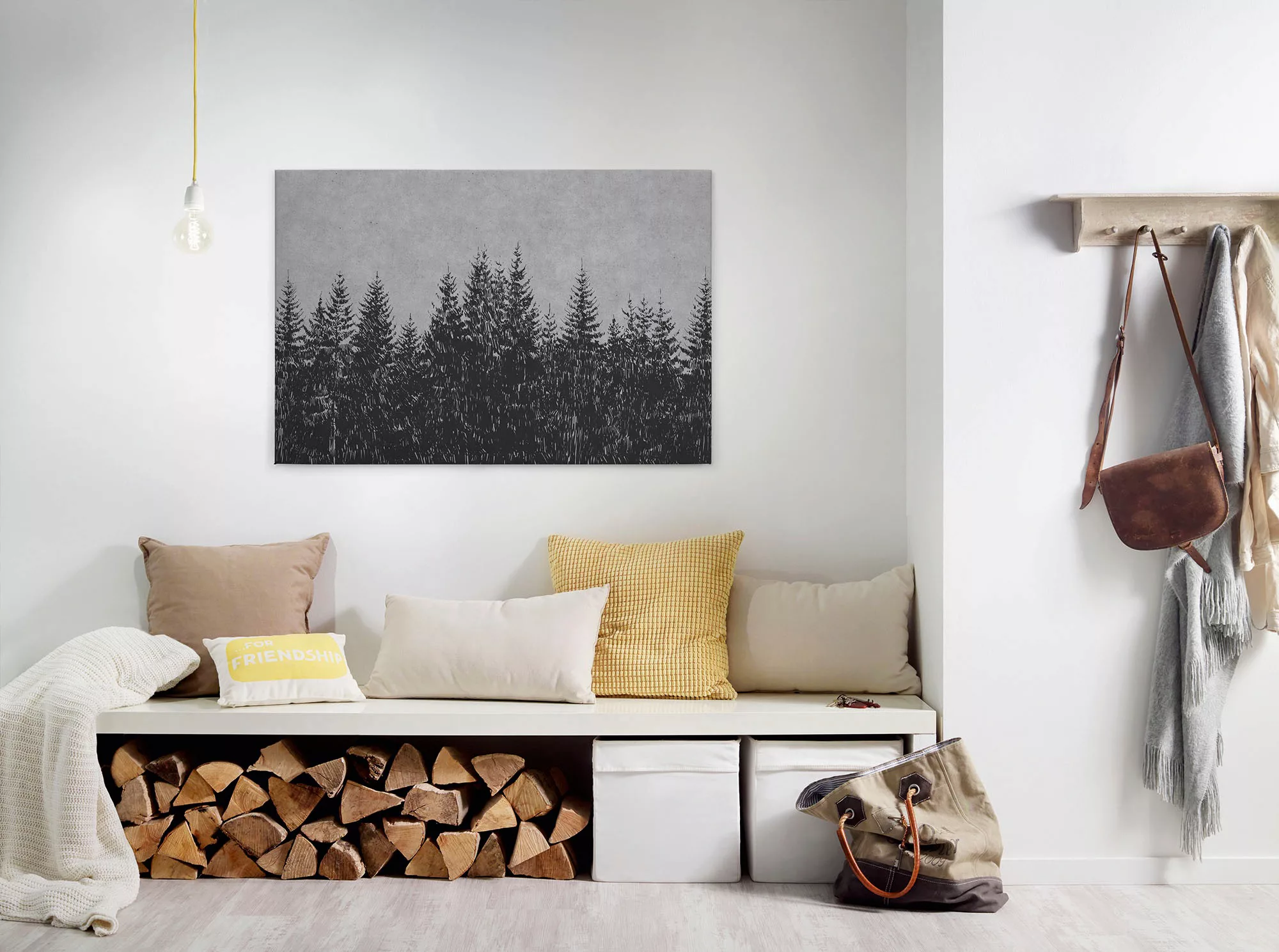 Bricoflor Tannenwald Bild Grau Und Schwarz Industrial Leinwand Bild In Beto günstig online kaufen