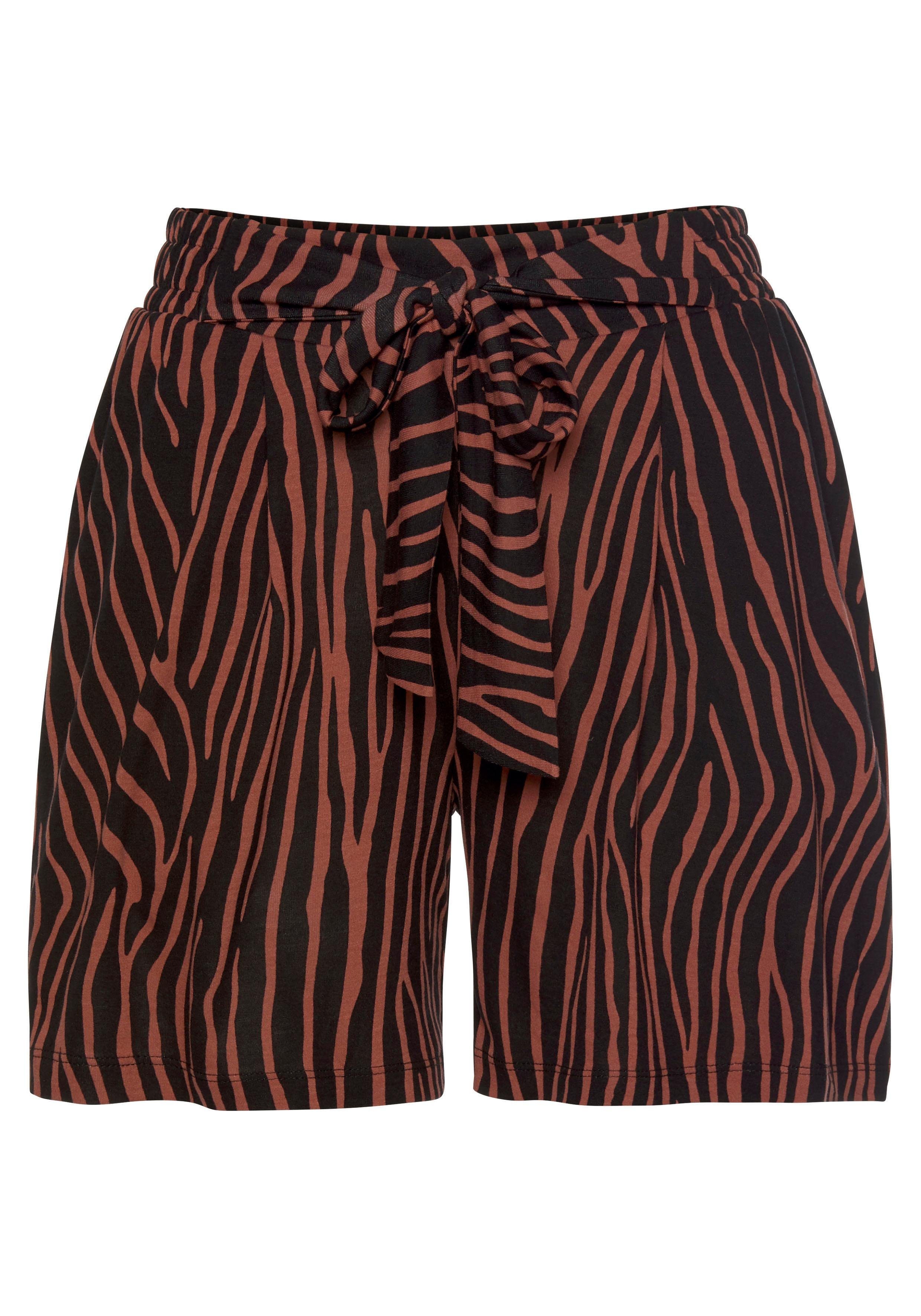 LASCANA Strandshorts mit weitem Bein und Bindegürtel, Zebradruck, kurze Hos günstig online kaufen