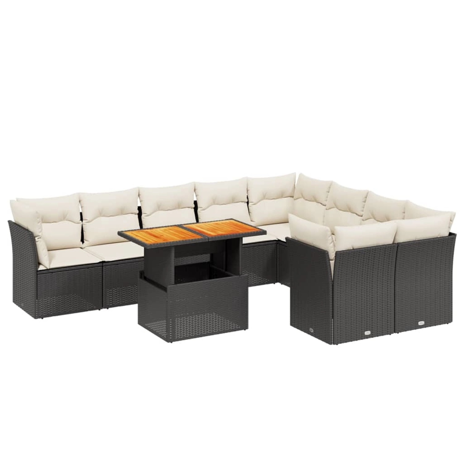 vidaXL 10-Tlg Garten-Sofagarnitur mit Kissen Schwarz Poly Rattan 3271007 günstig online kaufen