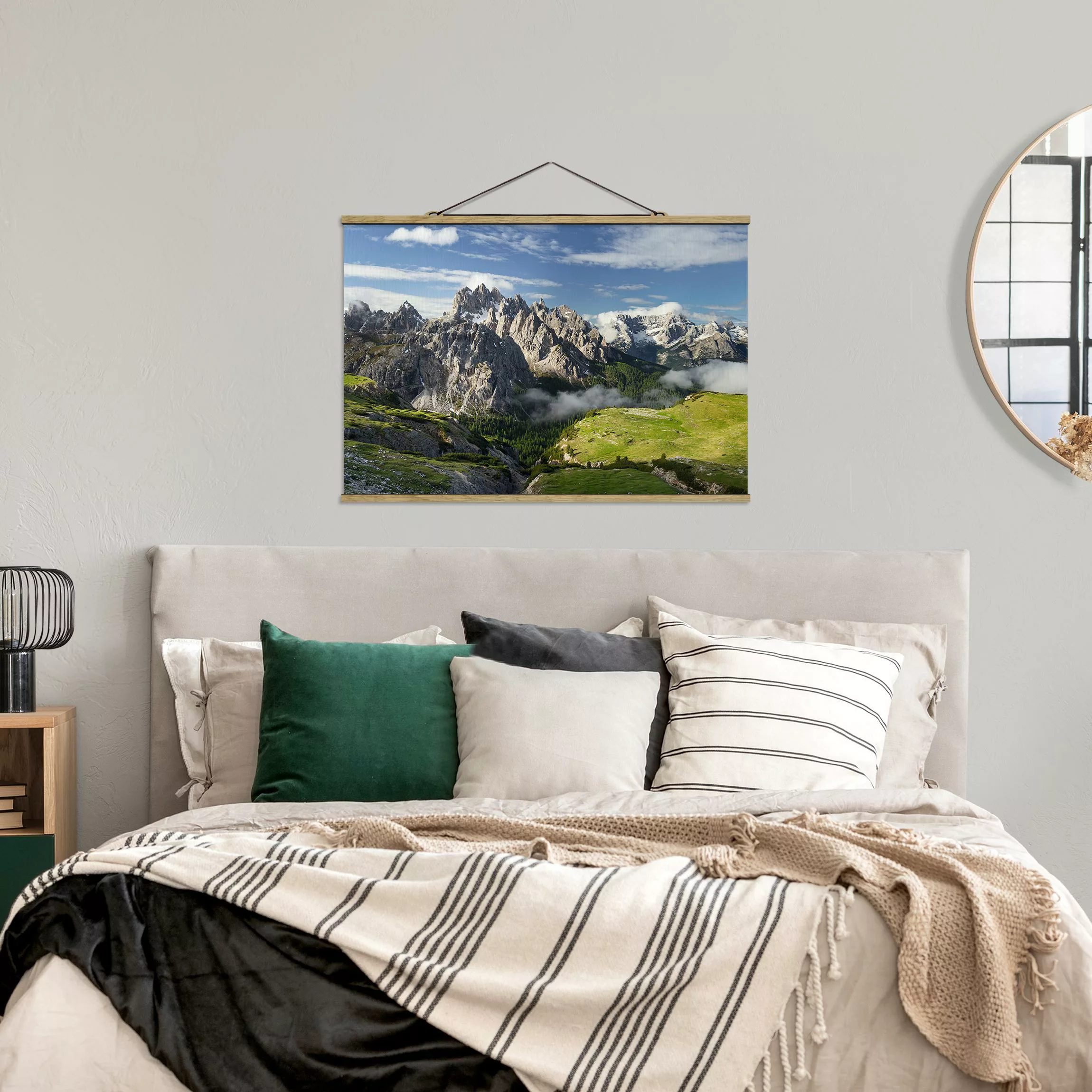 Stoffbild Berge mit Posterleisten - Querformat Italienische Alpen günstig online kaufen