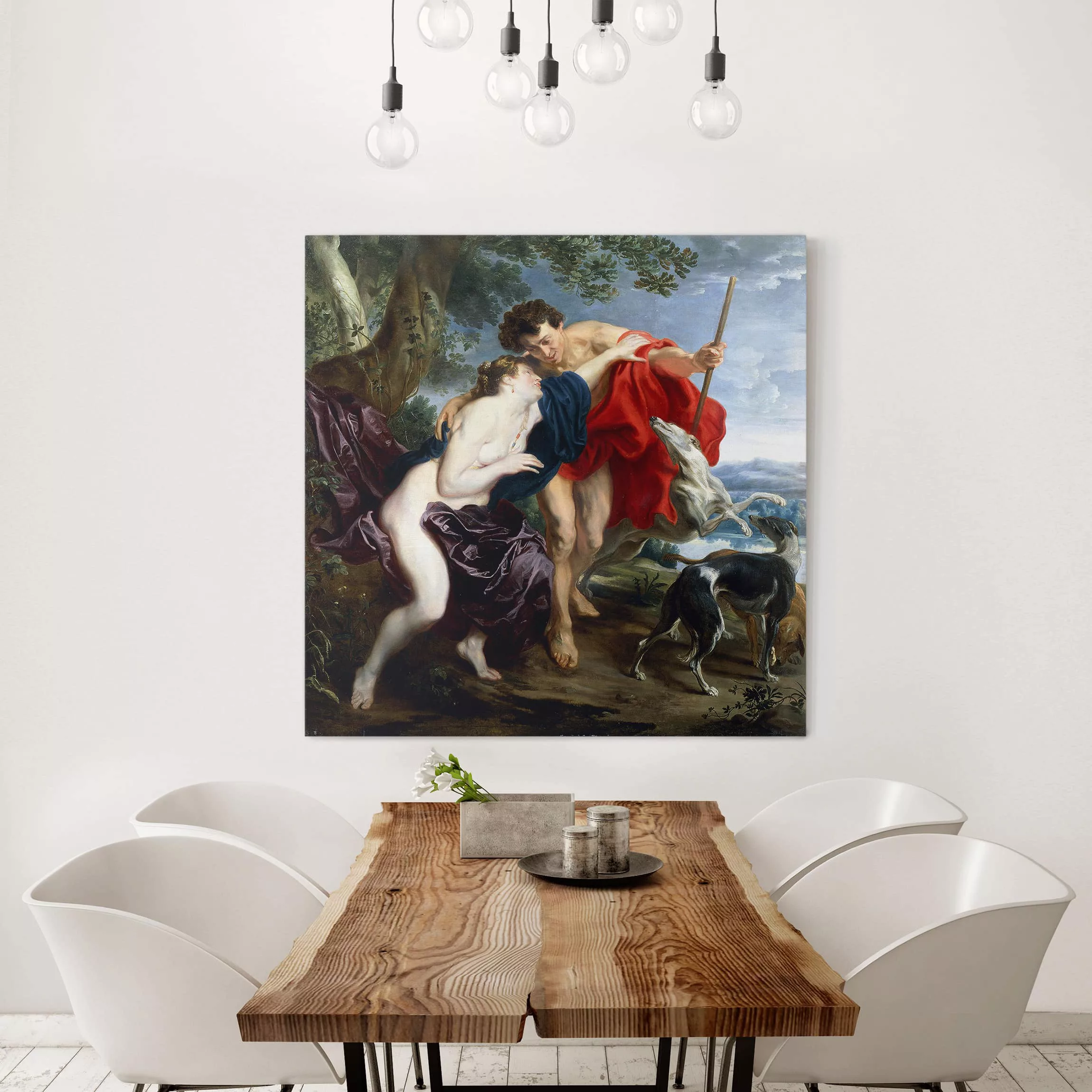 Leinwandbild Kunstdruck - Quadrat Anthonis van Dyck - Venus und Adonis günstig online kaufen